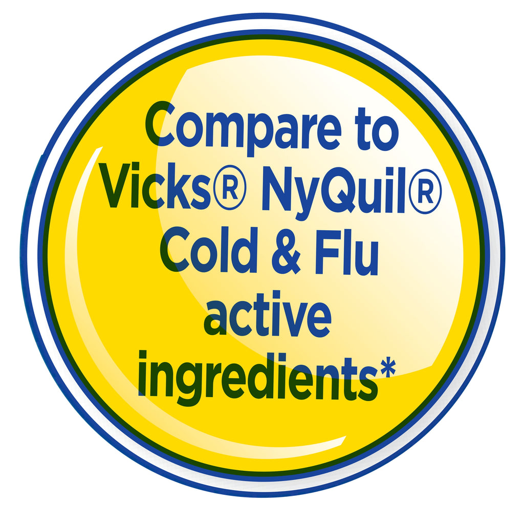 Equate Nighttime Cold and Flu Relief Liquid, Cherry Flavor, 24 fl oz (2x12 fl oz), Compare to Vicks® Nyquil® Cold & Flu Active Ingredients