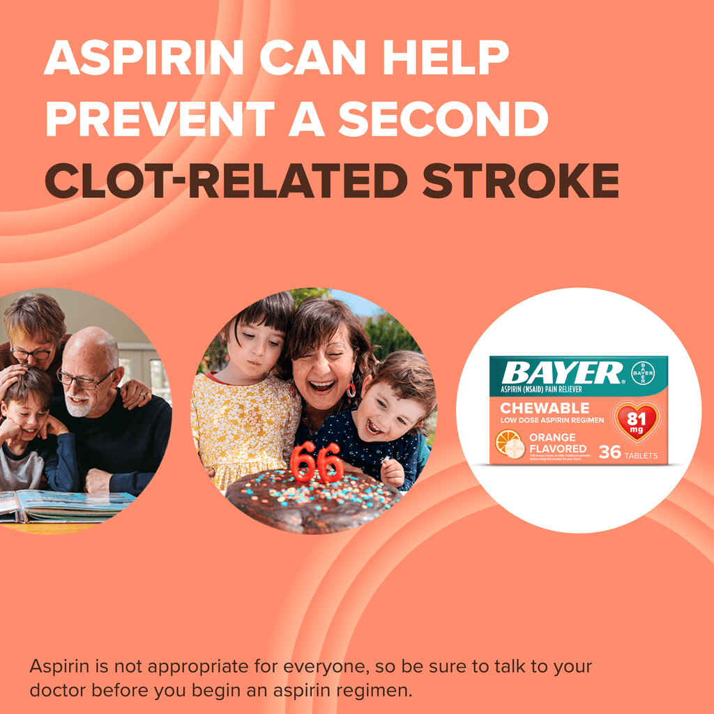 Bayer Chewable Aspirin Regimen Low Dose Pain Reliever Tablets, 81mg, Orange, 108 Count