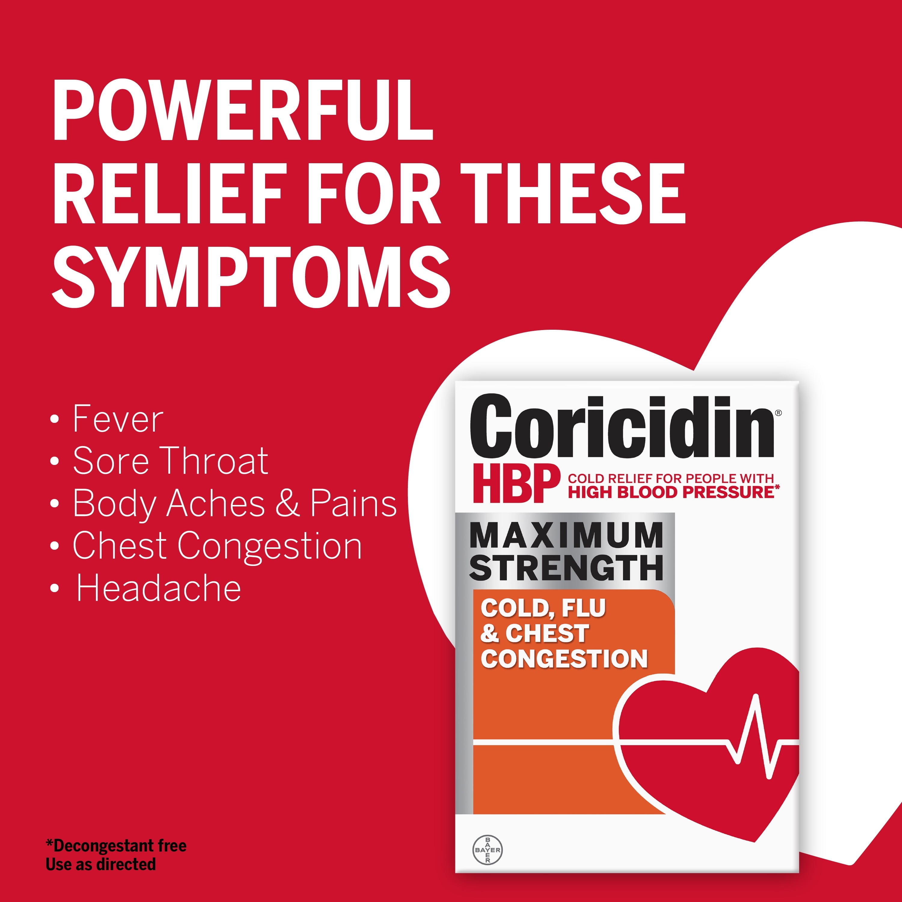 Coricidin HBP Maximum Strength Cold, Cough & Flu Medicine, Liquid Gels, 24 Ct