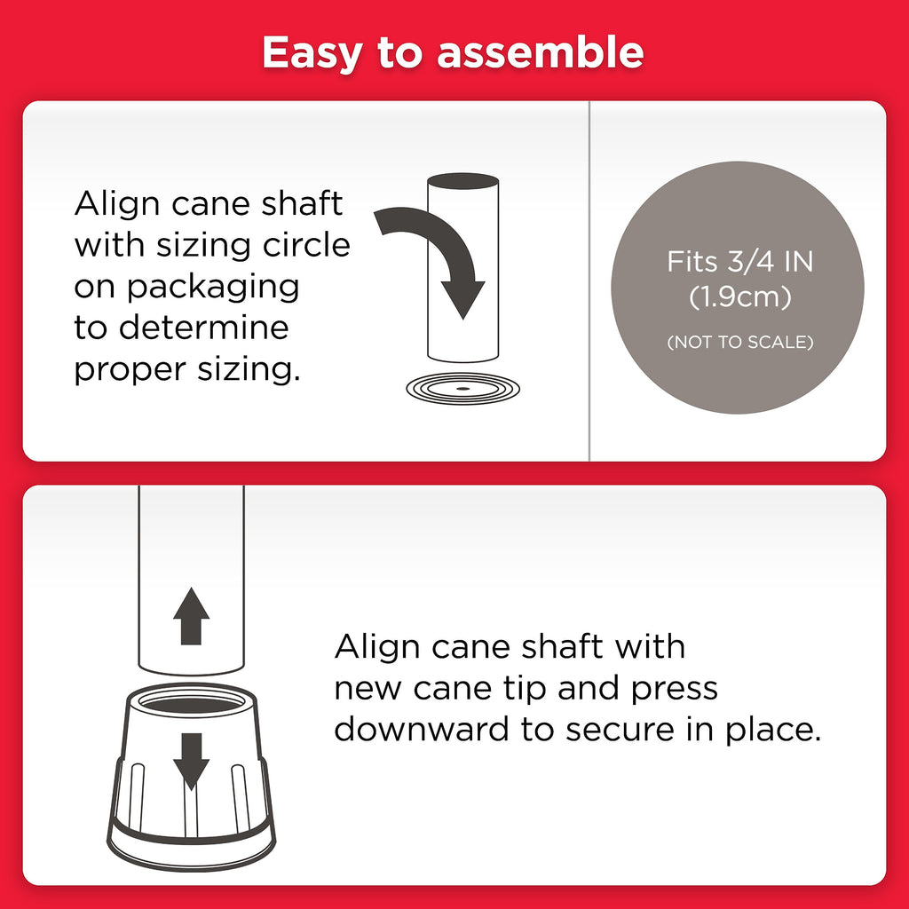Equate 3/4" Rubber Cane Tips, 2 Count
