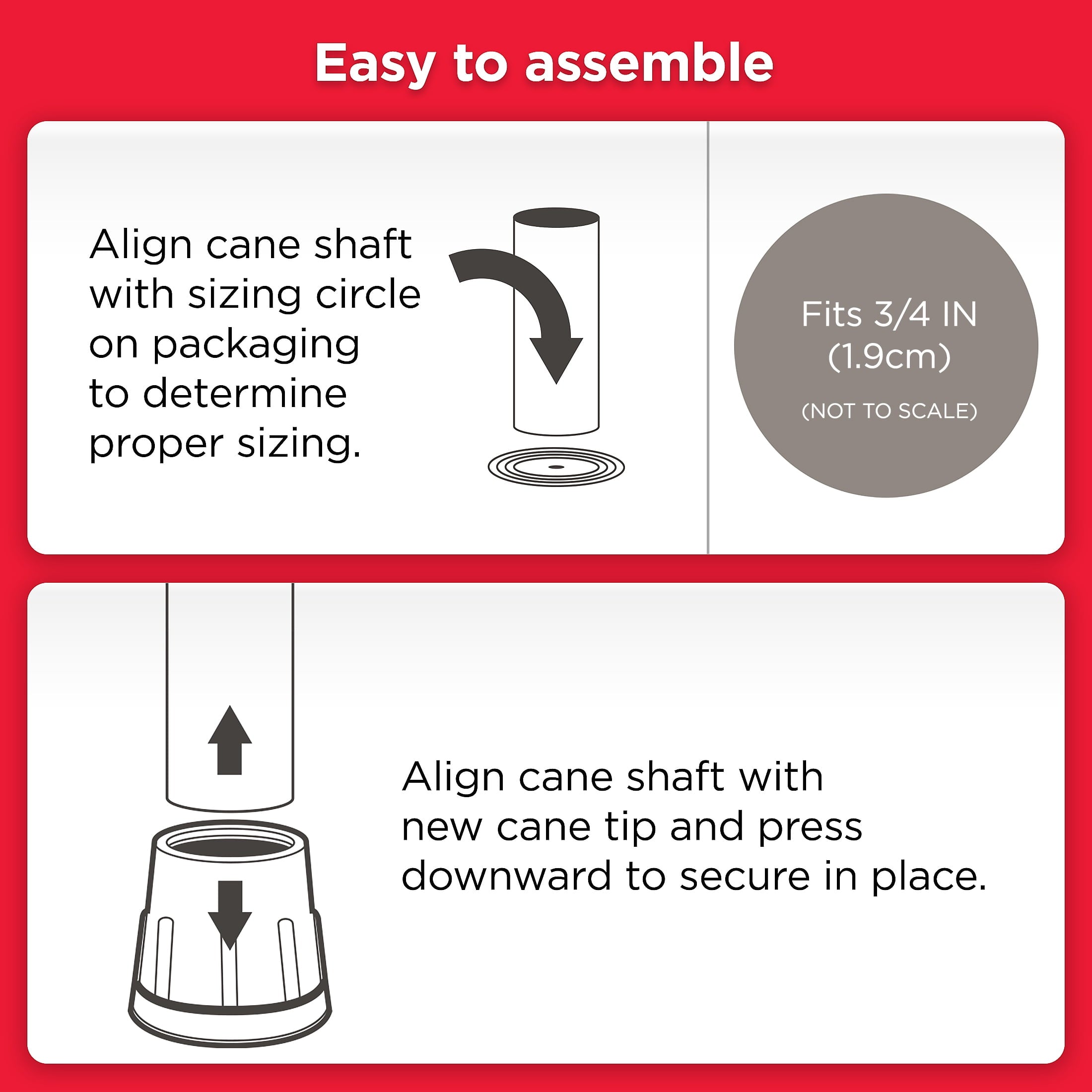 Equate 3/4" Rubber Cane Tips, 2 Count