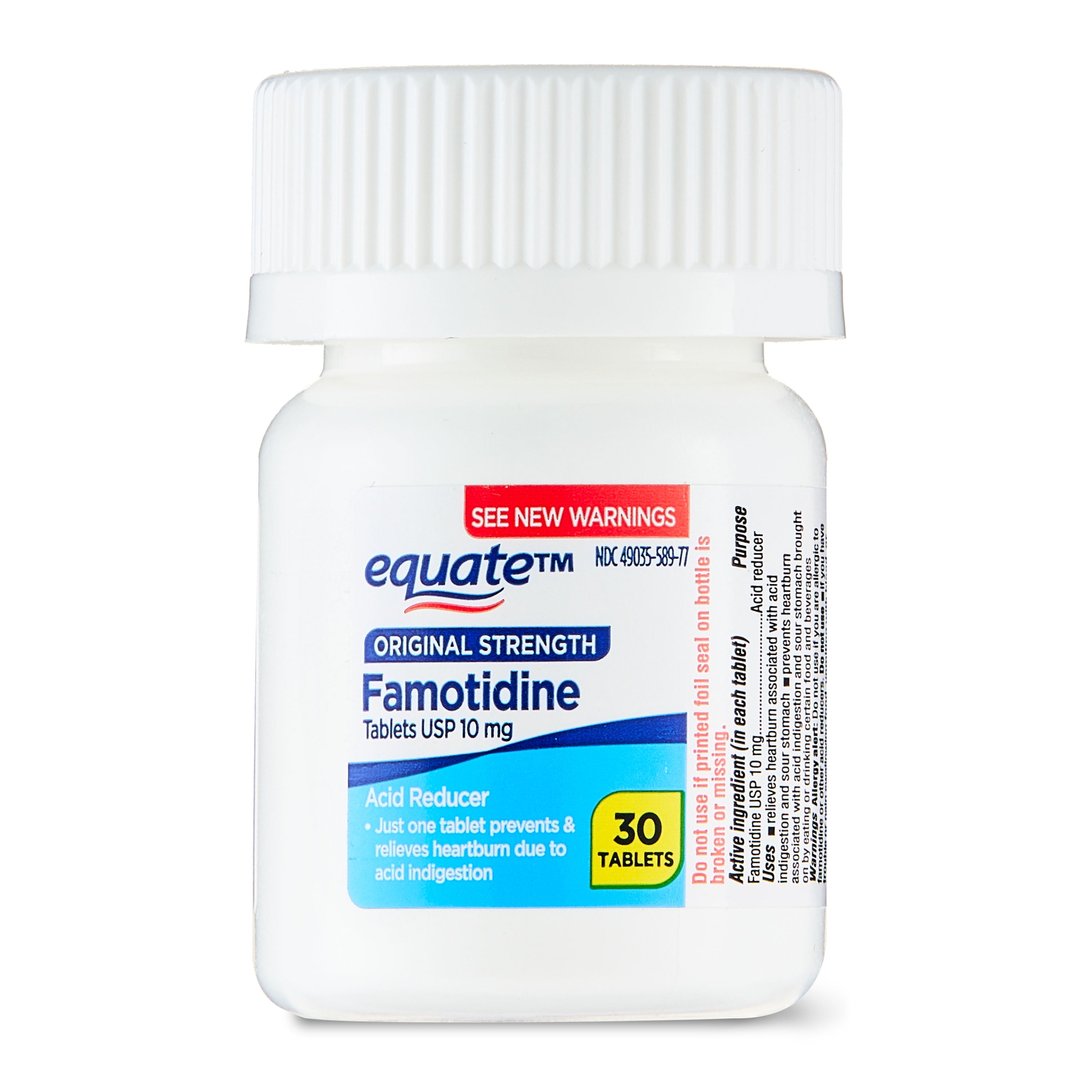 Equate Original Strength Famotidine 10mg Tablets, 30 Count, Compare to Original Strength Pepcid® AC Active Ingredient