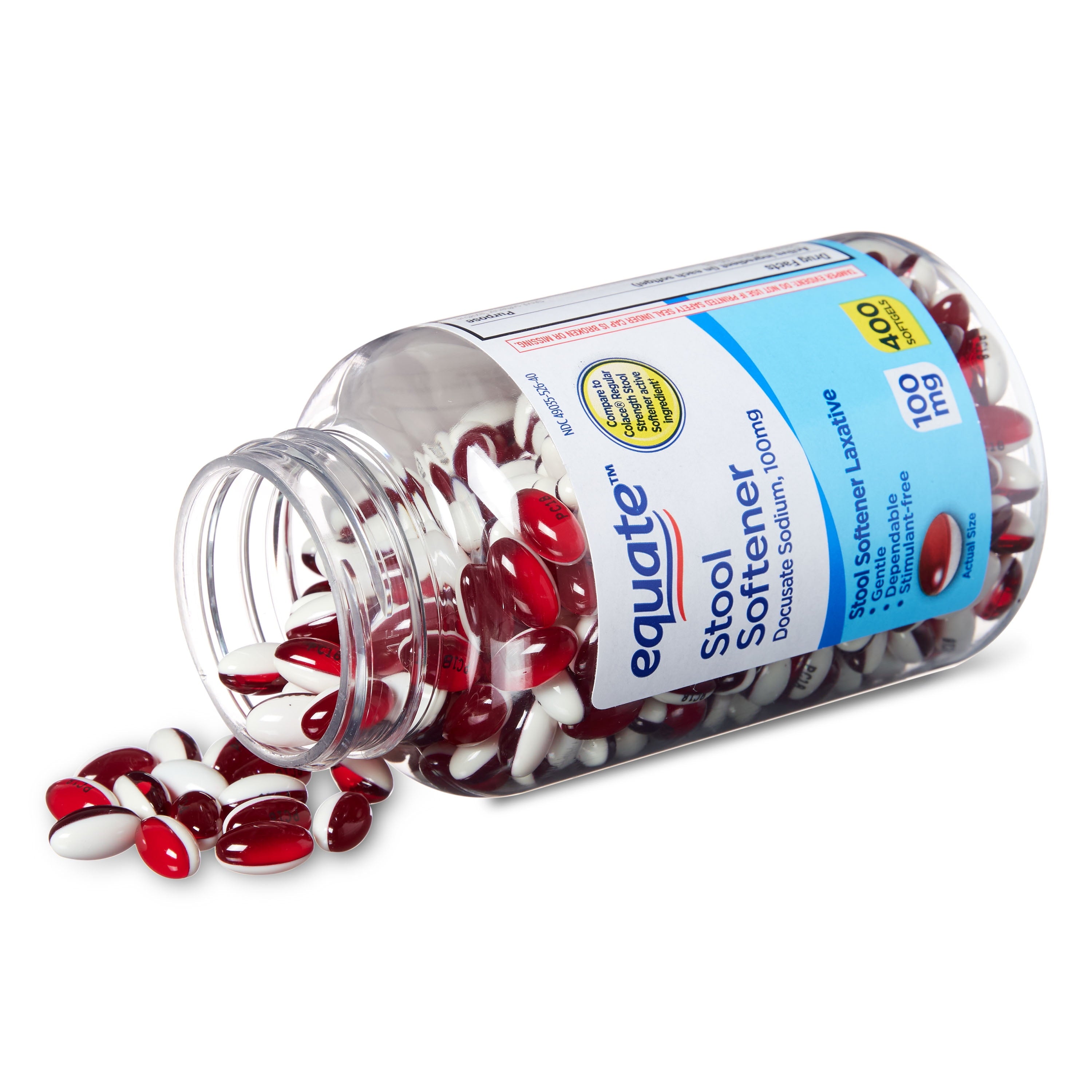 Equate Stool Softener Laxative Softgels, 100 mg, 400 Count, Compare to Colace® Regular Strength Stool Softener Active Ingredient