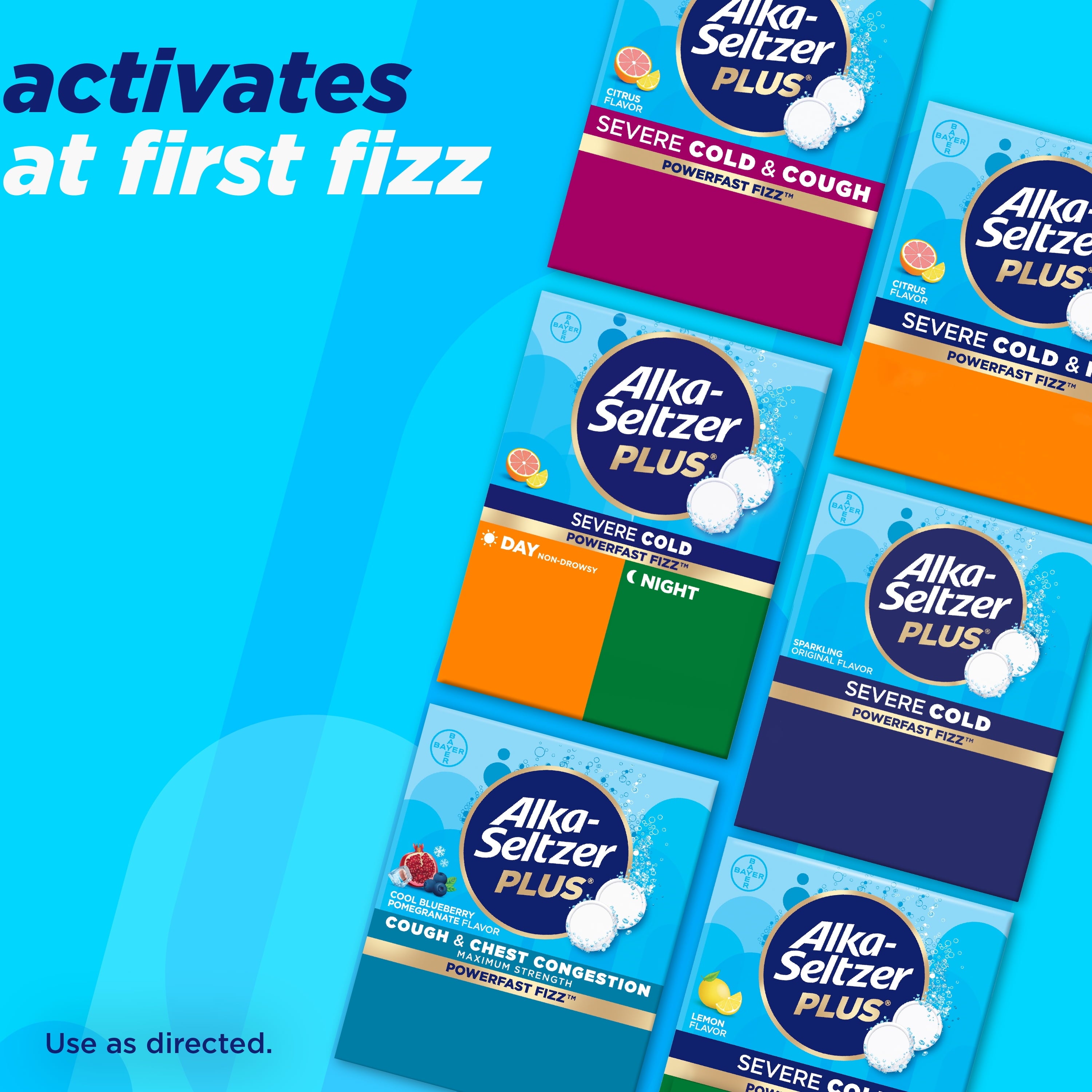 Alka-Seltzer Plus Powerfast Fizz Severe Cold & Flu Medicine, Citrus Effervescent Tablets, 24 Count