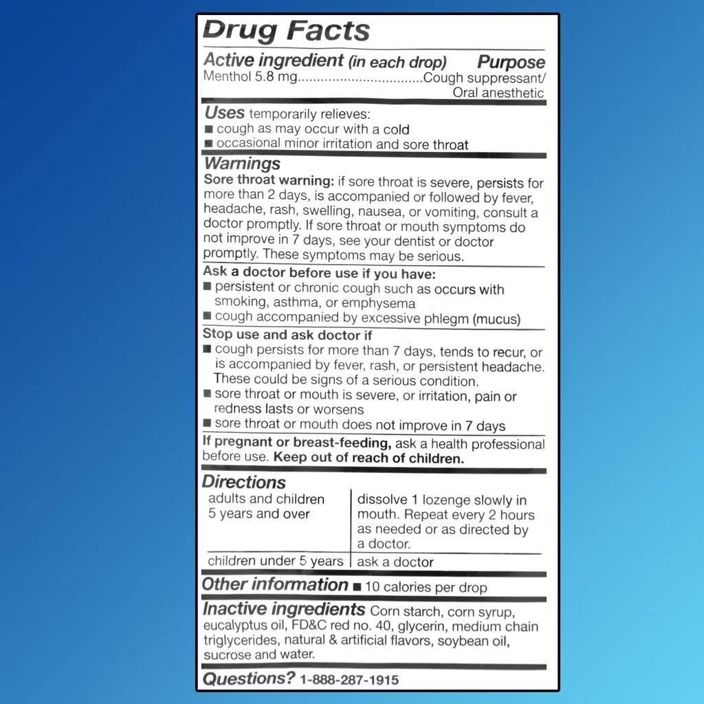 Equate Sore Throat and Cough Relief Menthol Cough Drops, Cherry Flavor, 30 Count, Compare to the Active Ingredient in HALLS®