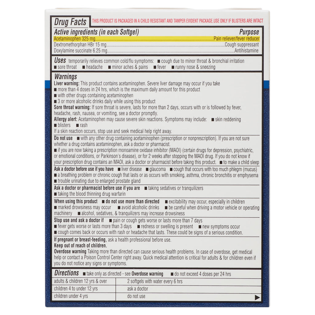 Equate Nighttime Multi-Symptom Cold and Flu Softgels, 24 Count, Compare to Vicks® Nyquil® Cold & Flu Active Ingredients