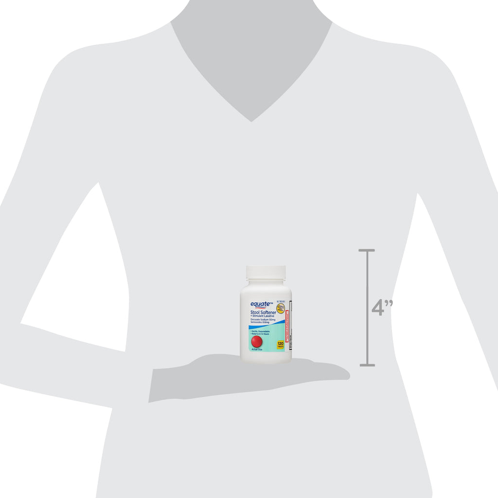 Equate Stool Softener Plus Stimulant Laxative Tablets for Constipation, 120 Count, Compare to Colace® 2-IN-1 Active Ingredient