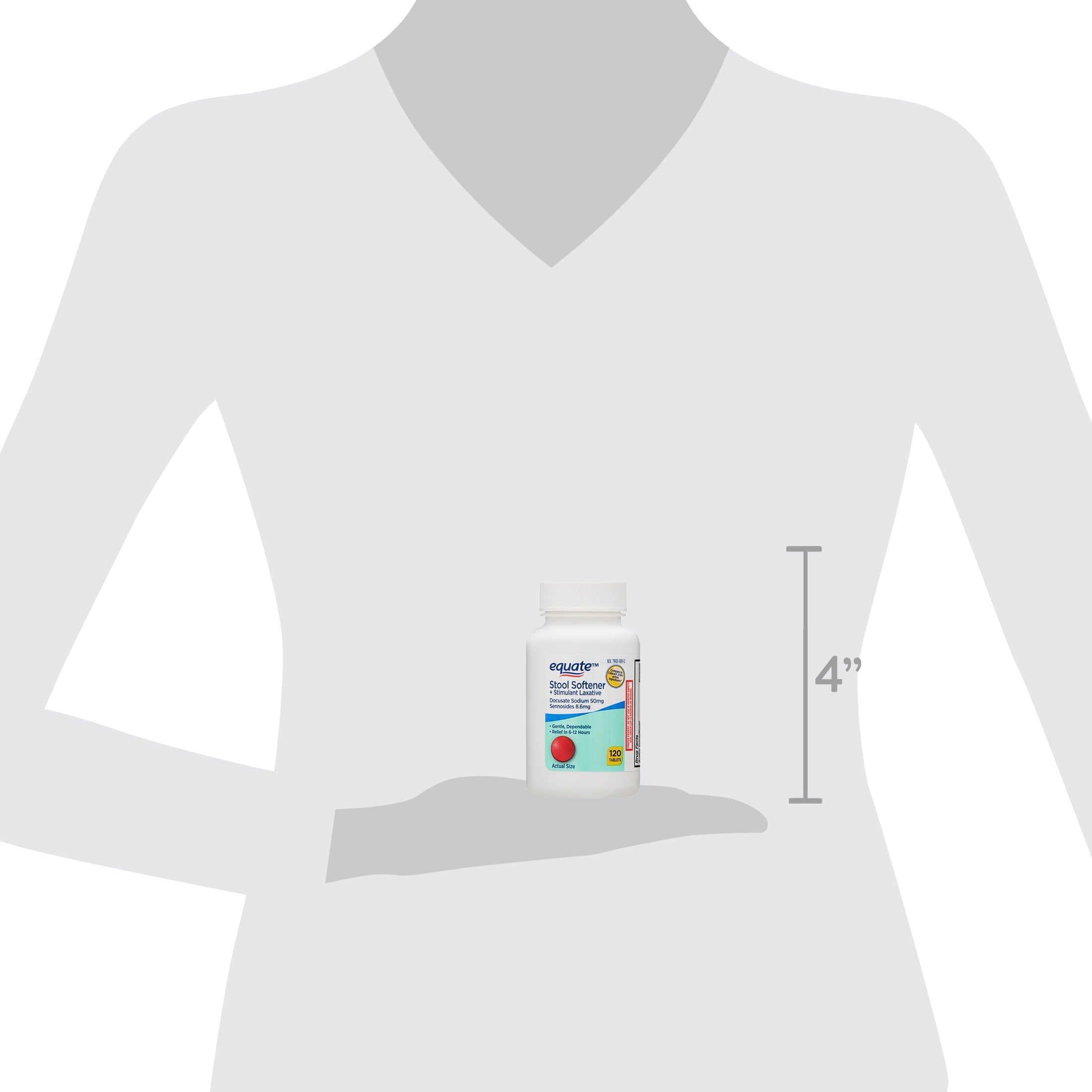 Equate Stool Softener Plus Stimulant Laxative Tablets for Constipation, 120 Count, Compare to Colace® 2-IN-1 Active Ingredient