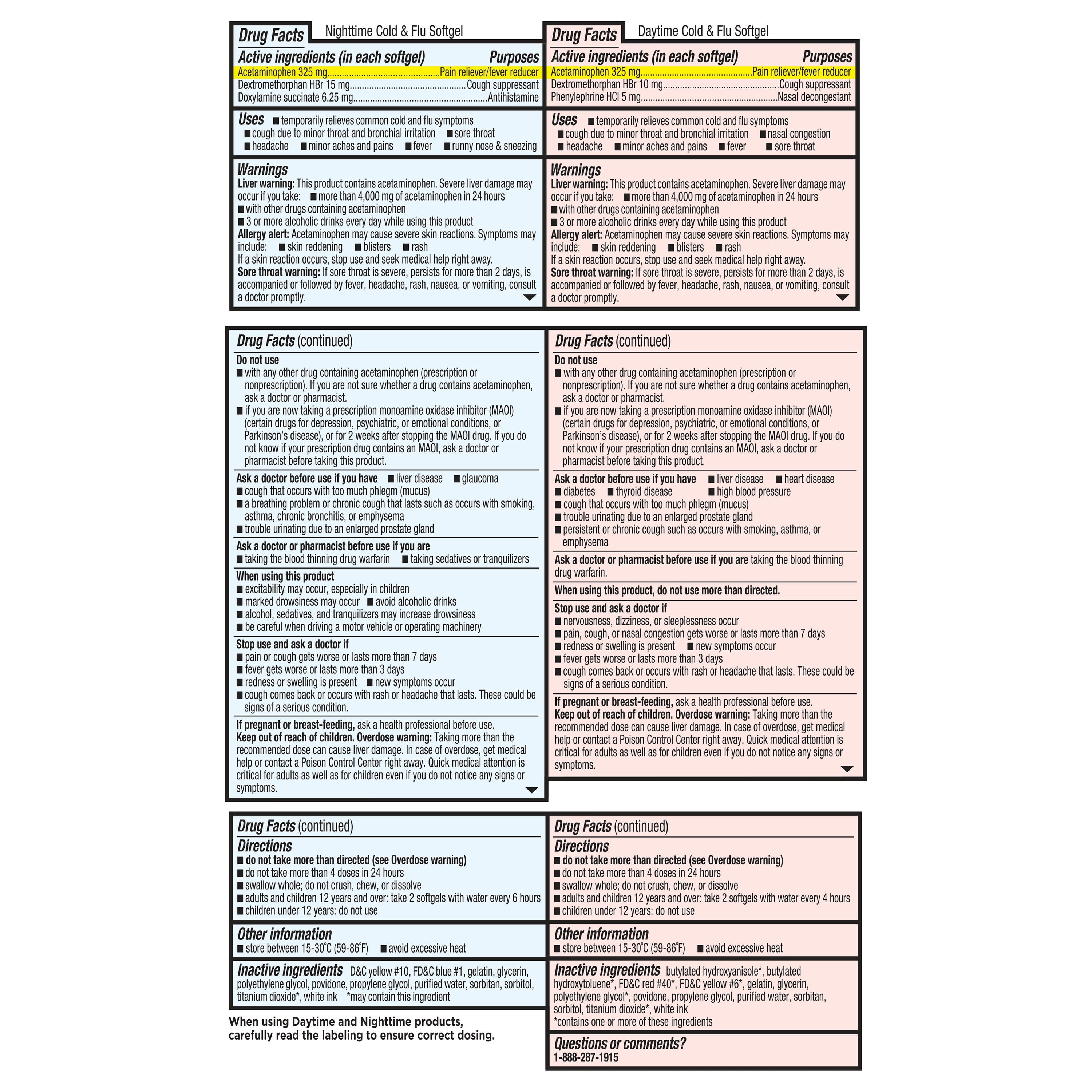 Equate Non-Drowsy Daytime and Nighttime Cold & Flu Multi-Symptom Relief Softgels, 48 Count (32 and 16 Count), Compare to Vicks® Dayquil® and Nyquil® Cold & Flu LiquiCaps® Active Ingredients