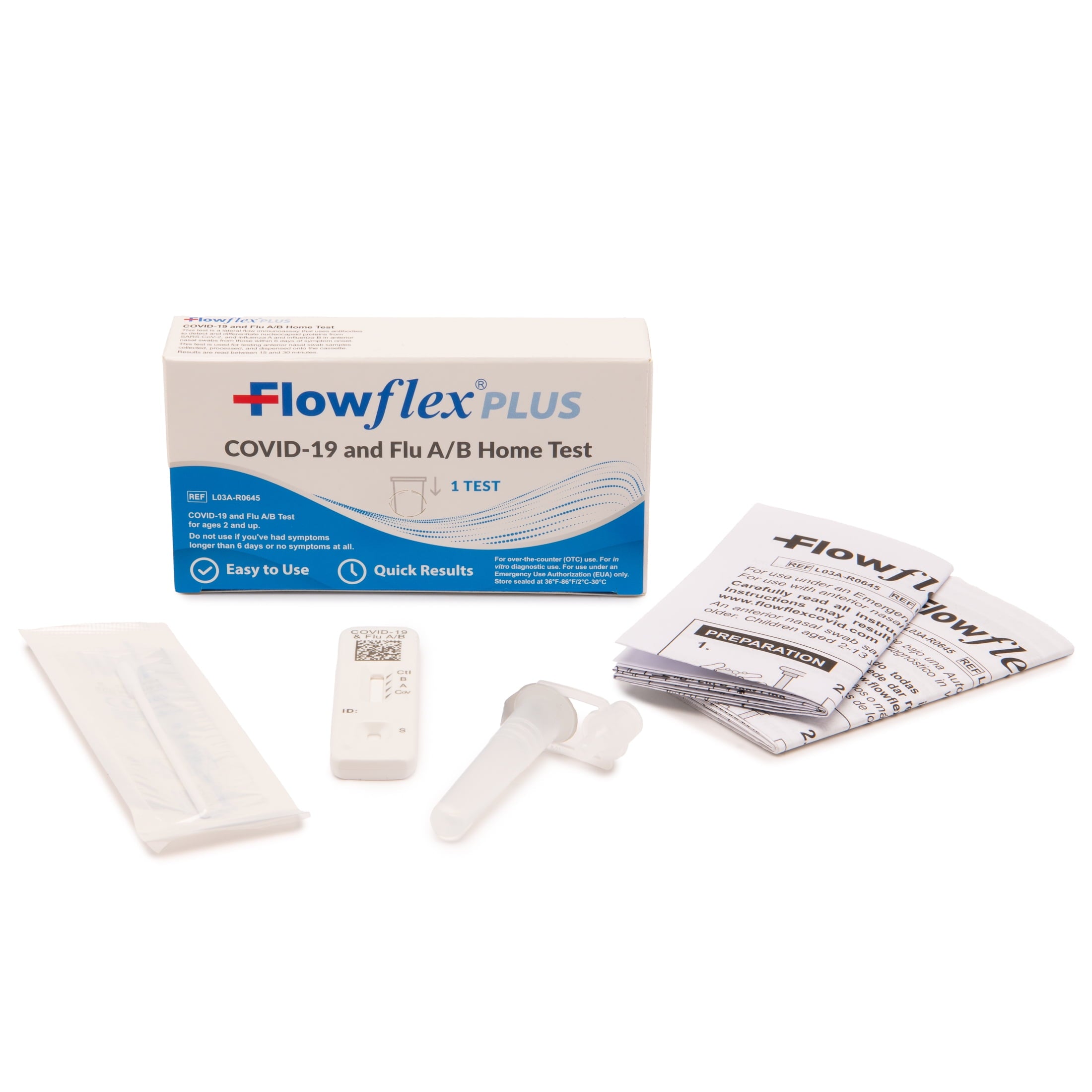 Flowflex® Plus COVID-19 and Flu A/B Home Test - (1 Pack) Flu A&B 3-in-1 Antigen Rapid Test, FDA Authorized