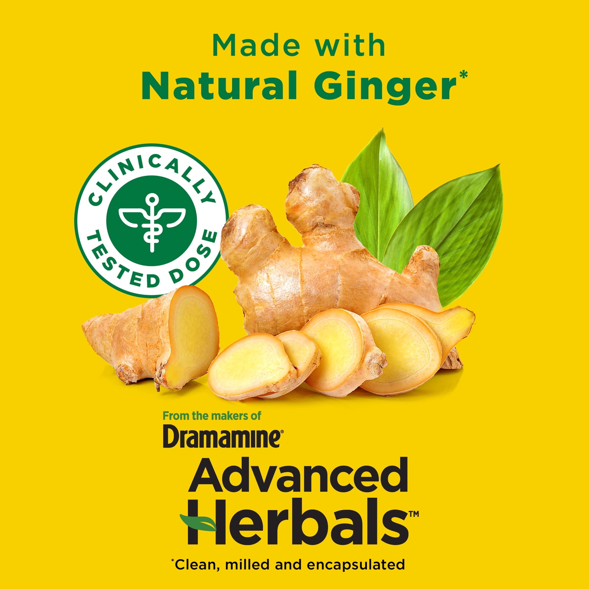 Advanced Herbals by Dramamine, Non-Drowsy Motion Sickness Relief, with Natural Ginger, 18 Count