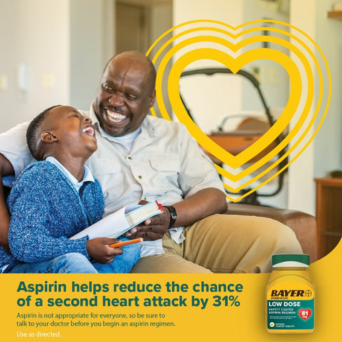 Aspirin Regimen Bayer Low Dose Pain Reliever Enteric Coated Tablets, 81mg, 32 Count