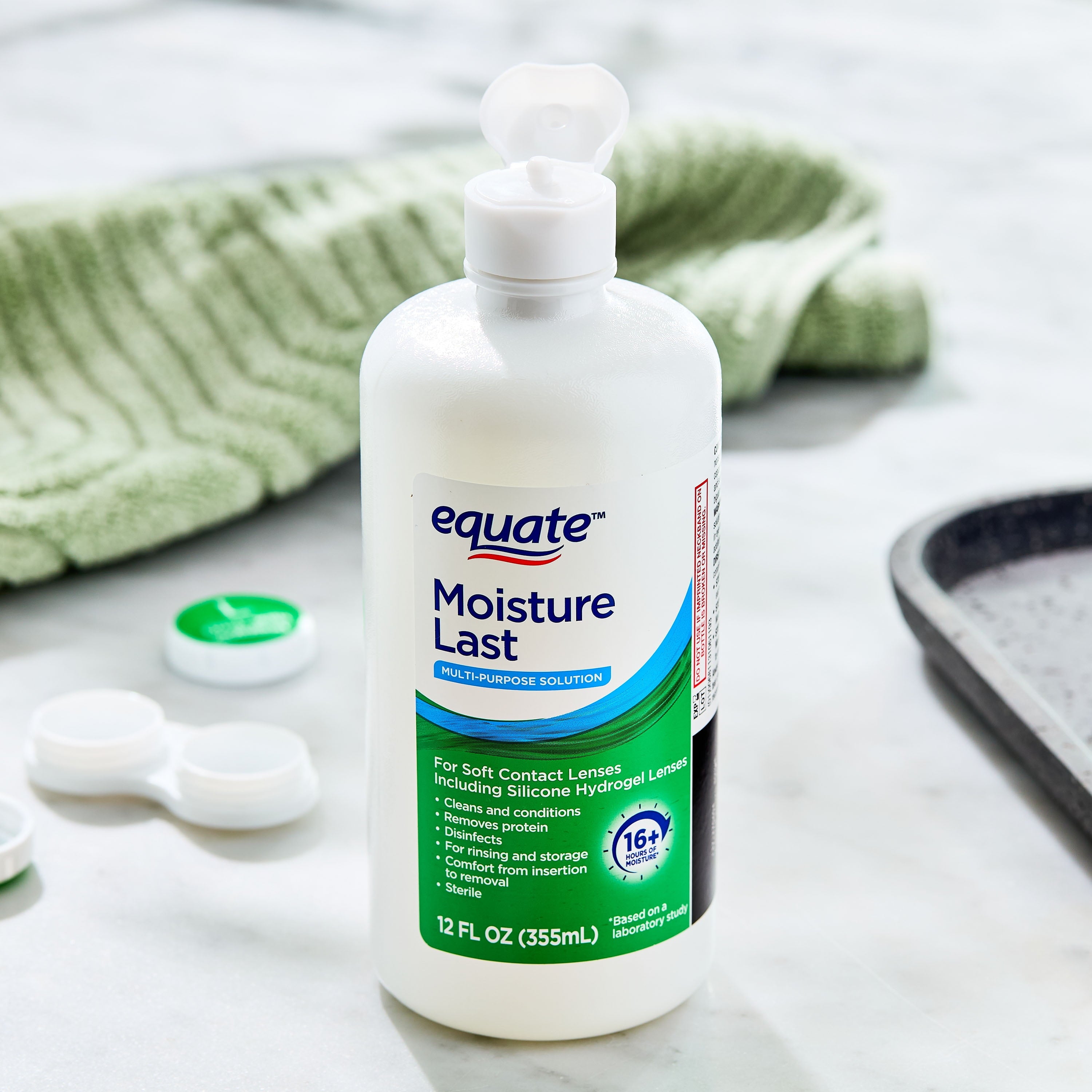 Equate Moisture Last Multi-Purpose Solution for Soft Contact Lenses, 24 fl oz (2x12 fl oz), Compare to Opti-Free Pure Moist