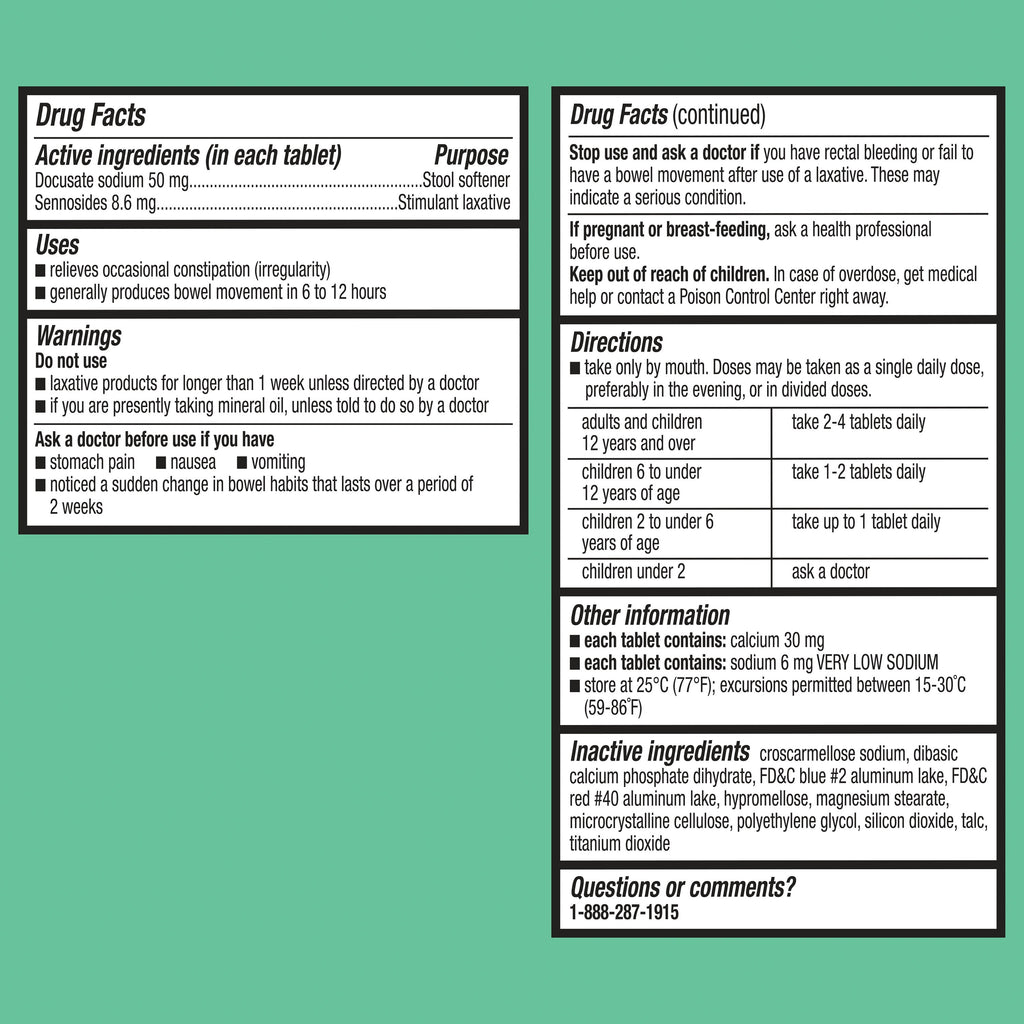 Equate Stool Softener Plus Stimulant Laxative Tablets for Constipation, 240 Count, Compare to Colace® 2-IN-1 Active Ingredients