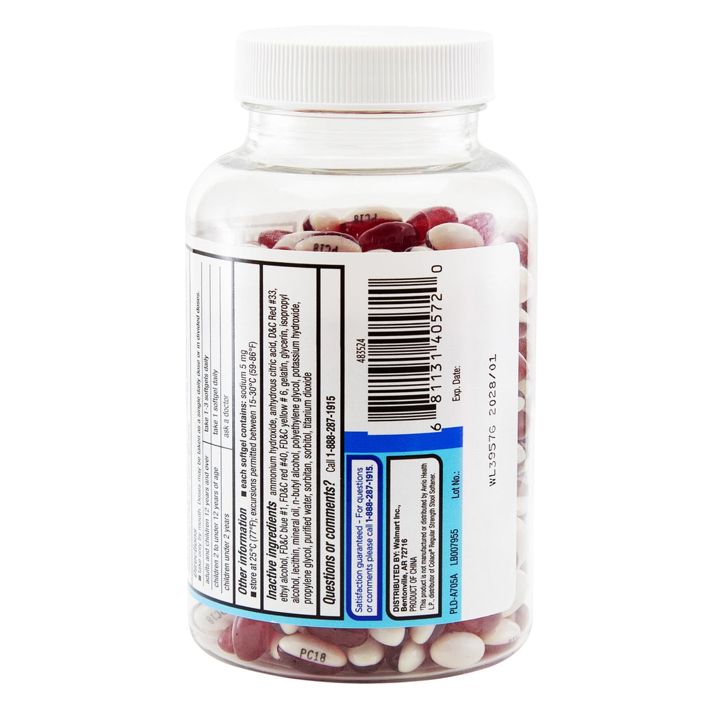 Equate Stool Softener Laxative Softgels, 100 mg, 400 Count, Compare to Colace® Regular Strength Stool Softener Active Ingredient