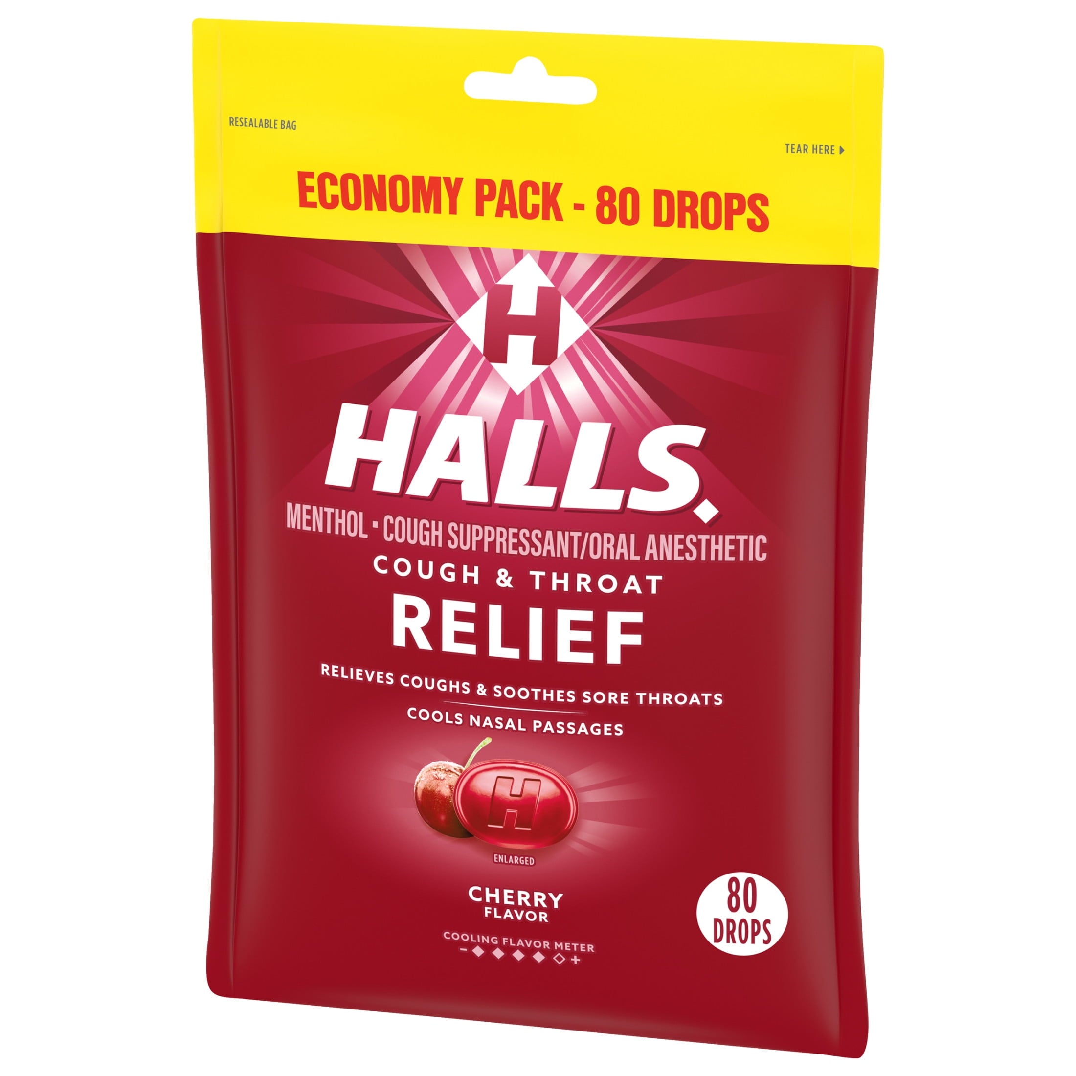 (2 pack) HALLS Relief Cherry Cough Drops, Economy Pack, 80 Drops