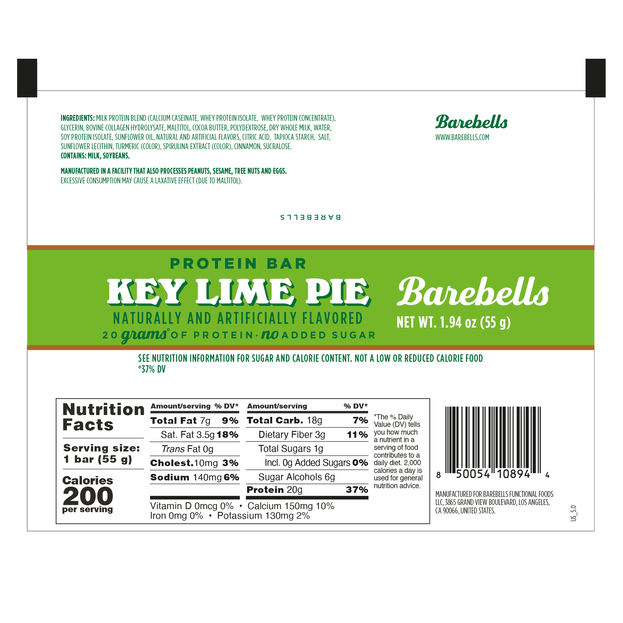 Barebells Protein Bars Key Lime Pie 55g 4pk