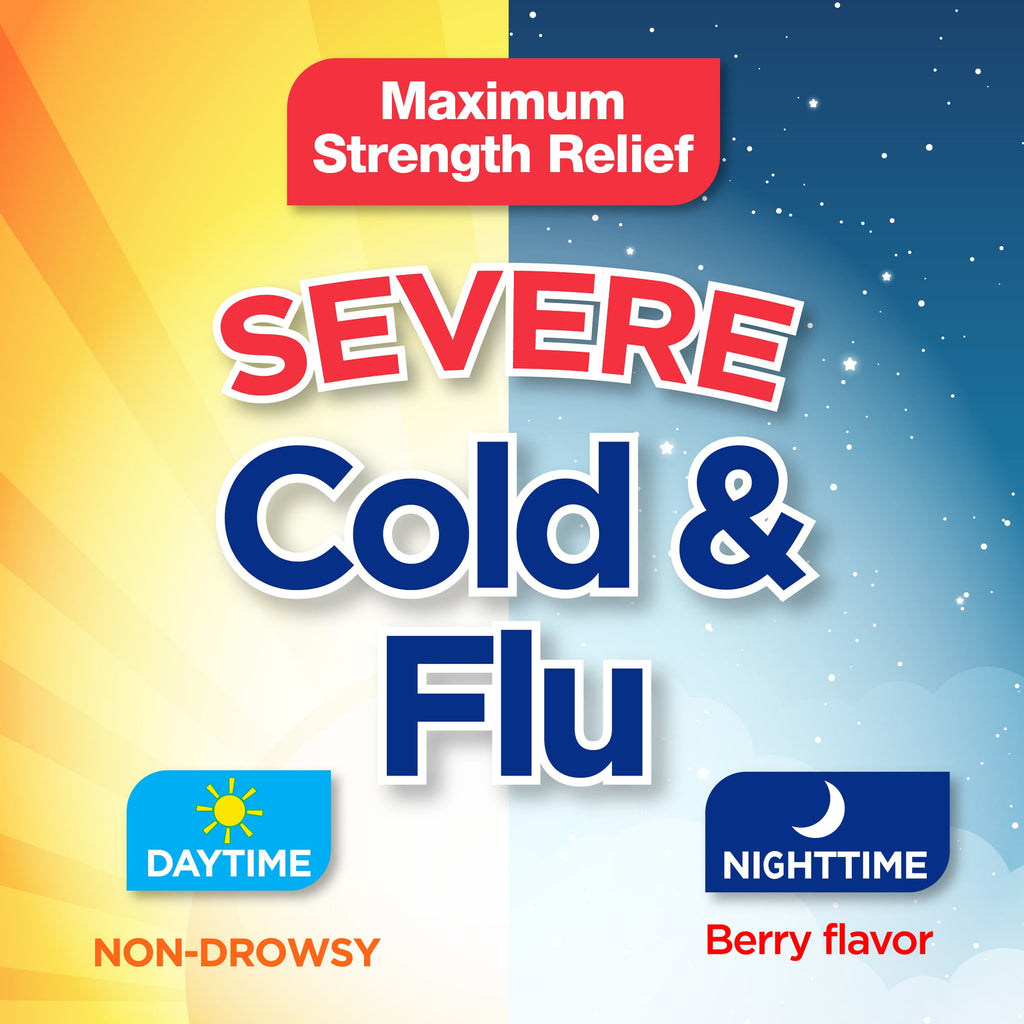Equate Max Strength Severe Cold & Flu Relief Daytime and Nighttime Combo Pack, 12 fl oz