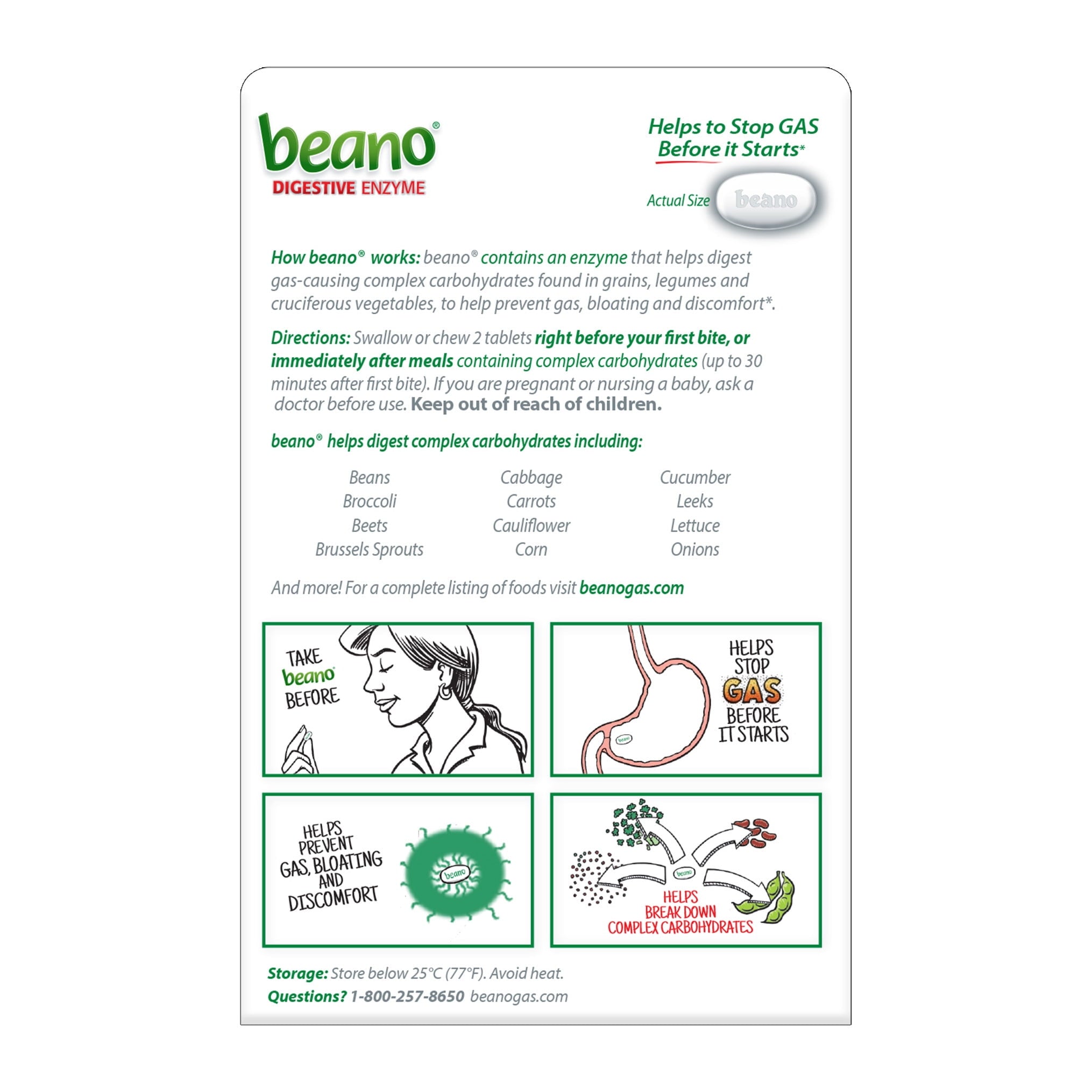 Beano Digestive Enzyme, Gas Prevention & Digestive Enzyme Supplement, 100 Count