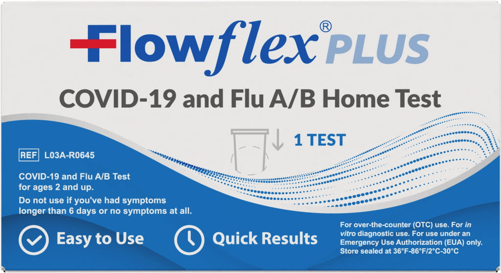 Flowflex® Plus COVID-19 and Flu A/B Home Test - (1 Pack) Flu A&B 3-in-1 Antigen Rapid Test, FDA Authorized