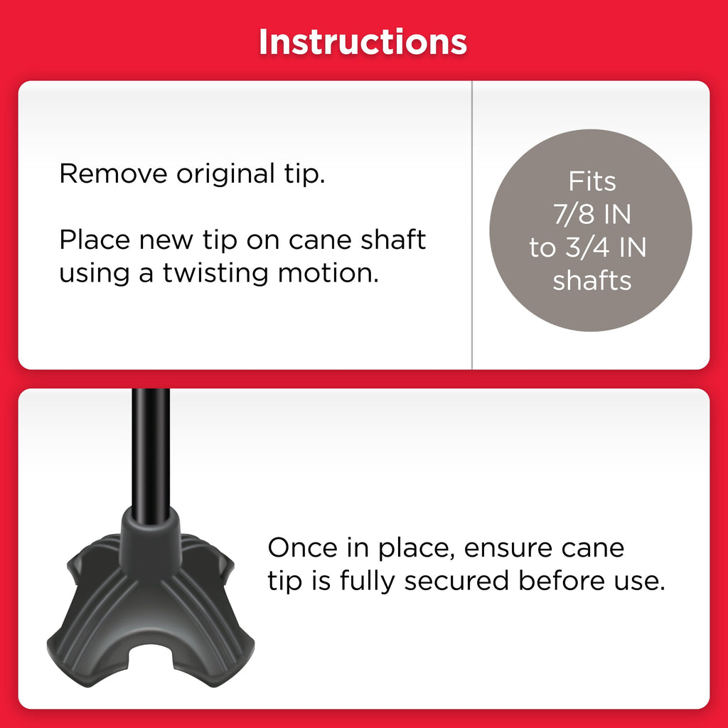 Equate Self-Standing Rubber Cane Tip, Fits 7/8" to 3/4" Cane Shafts