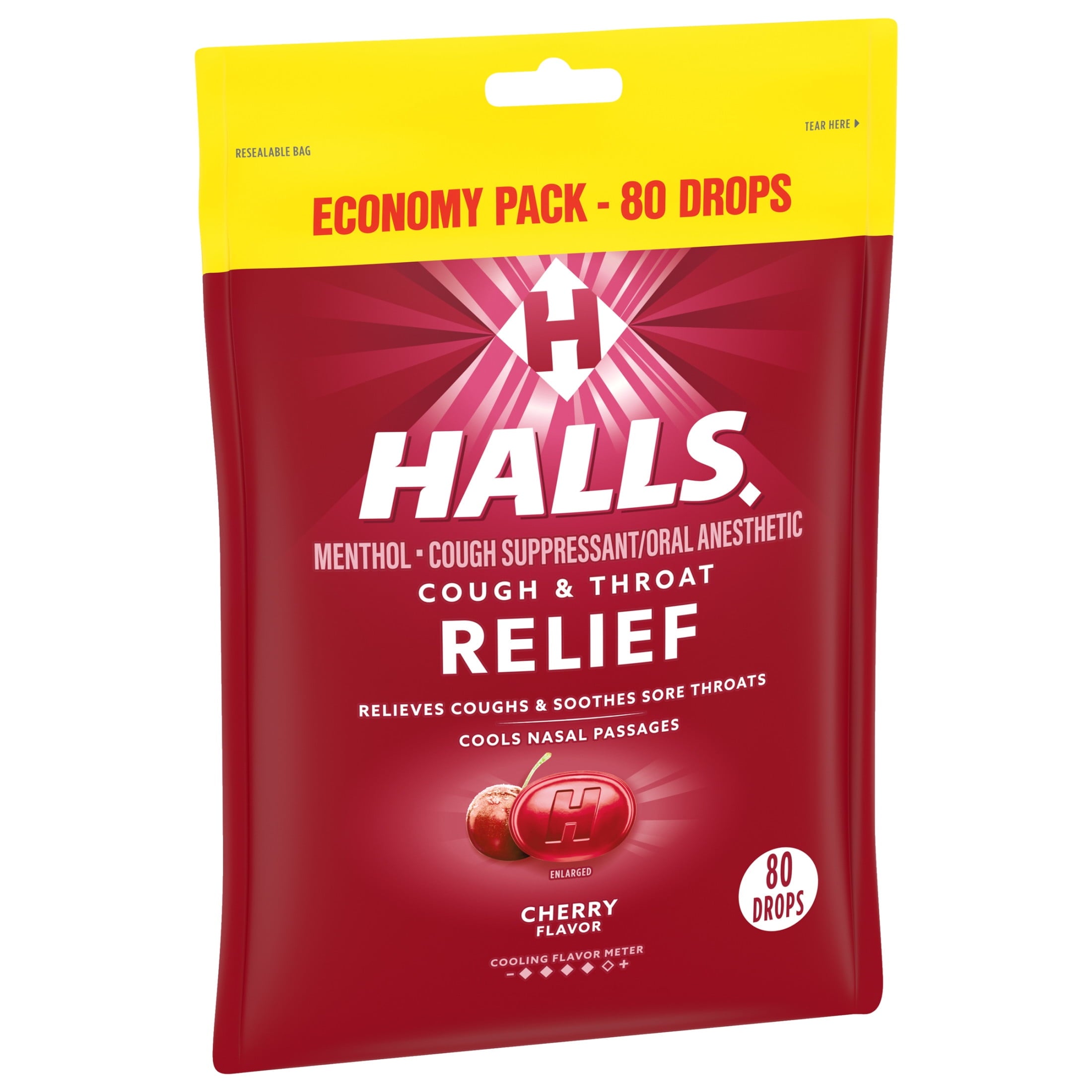 (2 pack) HALLS Relief Cherry Cough Drops, Economy Pack, 80 Drops