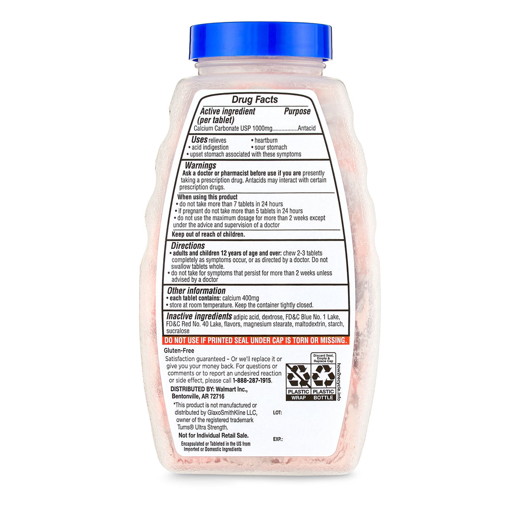 Equate Ultra Strength Antacid Chewable Tablets Assorted Berries, Twin Pack 160 Count