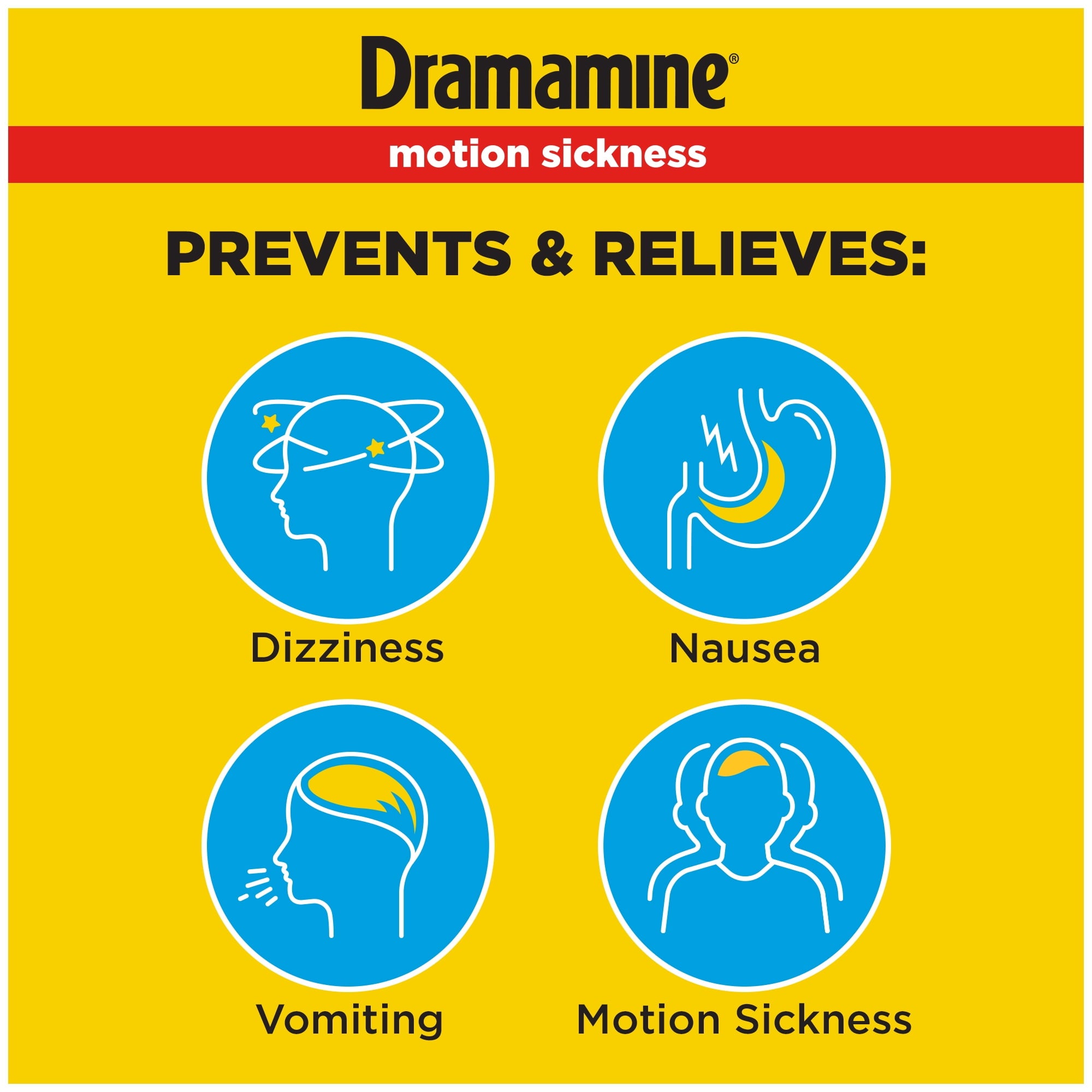 (2 pack) Dramamine Original, Motion Sickness Relief, Sensitive Stomach Travel Vial, 12 Count