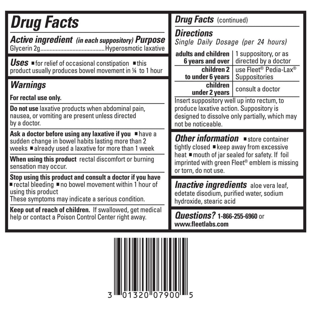 (2 pack) Fleet Laxatives, Laxative Glycerin Suppositories for Adult Constipation Relief, 100 Count