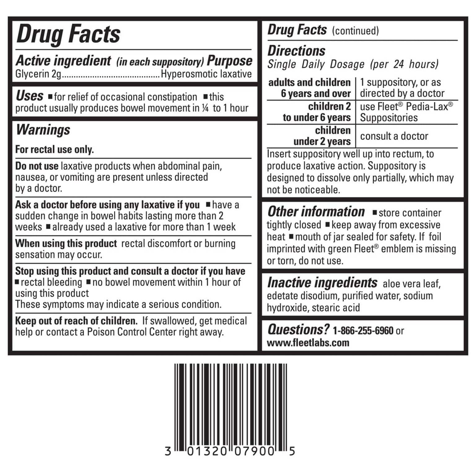 (2 pack) Fleet Laxatives, Laxative Glycerin Suppositories for Adult Constipation Relief, 100 Count