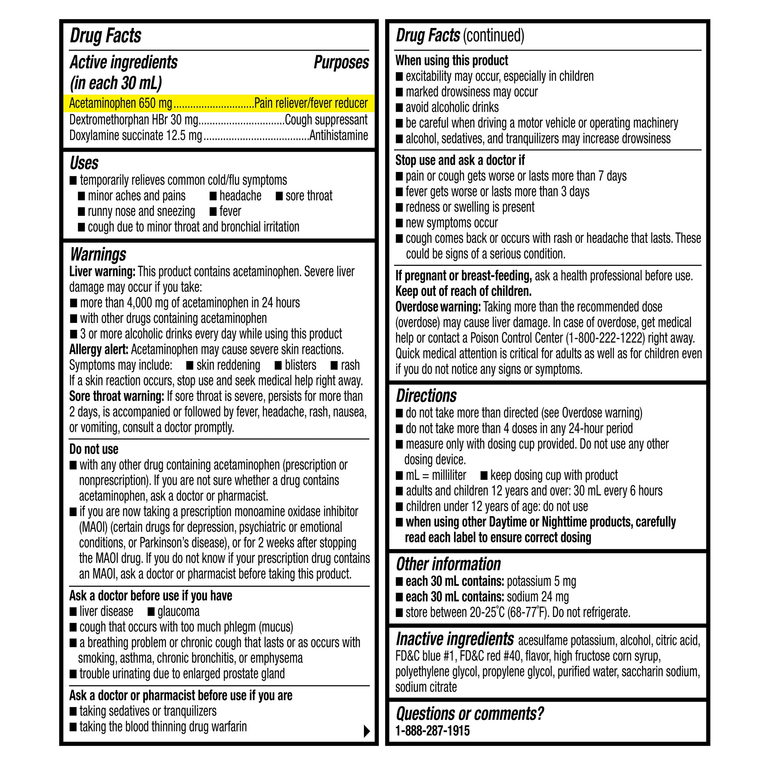 Equate Nighttime Cold and Flu Relief Liquid, Cherry Flavor, 24 fl oz (2x12 fl oz), Compare to Vicks® Nyquil® Cold & Flu Active Ingredients