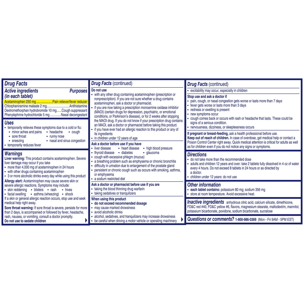 Alka-Seltzer Plus Powerfast Fizz Severe Cold & Flu Medicine, Citrus Effervescent Tablets, 24 Count