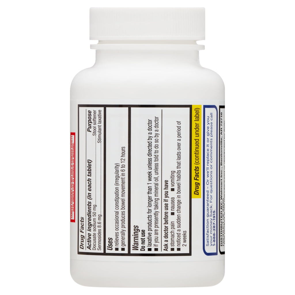 Equate Stool Softener Plus Stimulant Laxative Tablets for Constipation, 240 Count, Compare to Colace® 2-IN-1 Active Ingredients