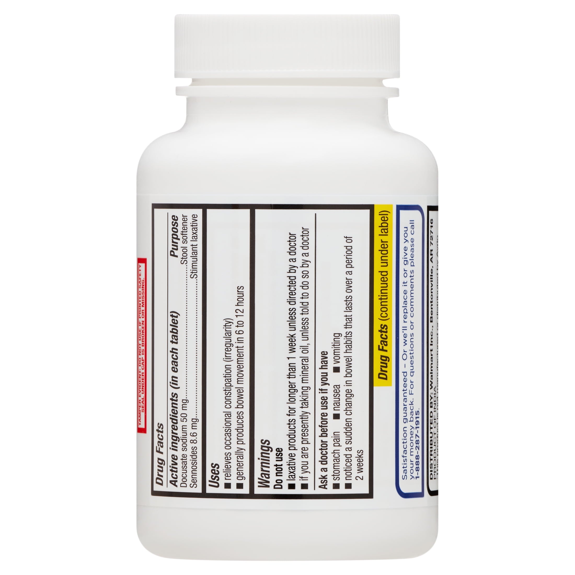 Equate Stool Softener Plus Stimulant Laxative Tablets for Constipation, 240 Count, Compare to Colace® 2-IN-1 Active Ingredients