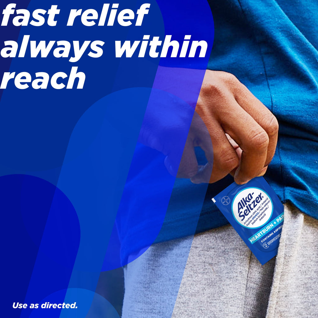 Alka-Seltzer Heartburn + Pain, Aspirin + Antacid Tablets for Fast Pain Relief, Heartburn Relief & Acid Indigestion Relief, 72 Ct