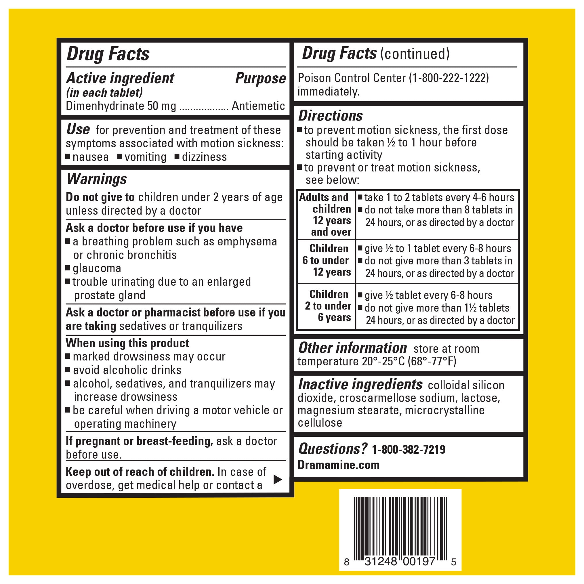 (2 pack) Dramamine Original, Motion Sickness Relief, Sensitive Stomach Travel Vial, 12 Count