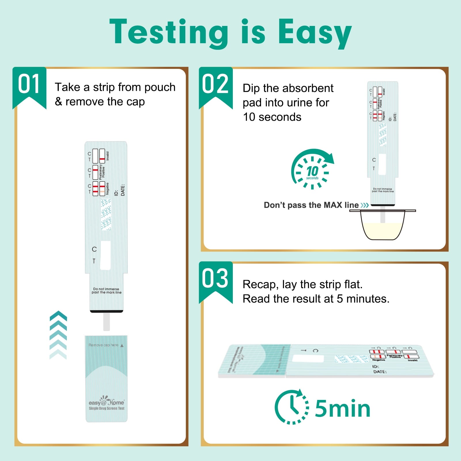 Easy@Home Marijuana Single Panel Drug Test, 12 Pack