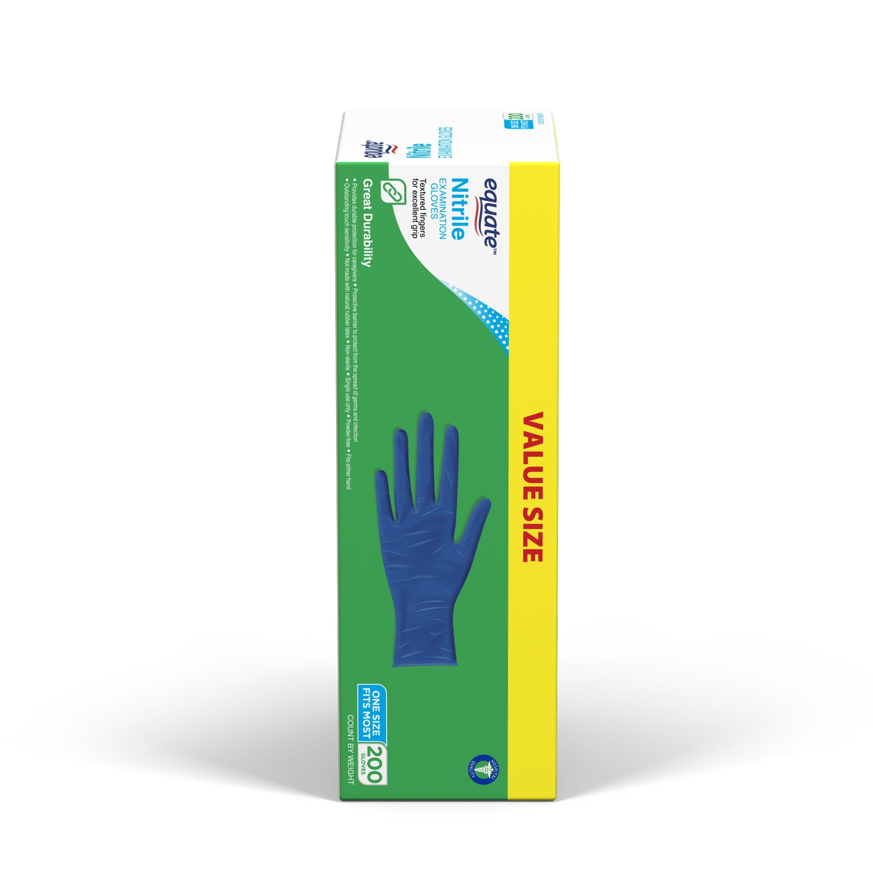 Equate Nitrile Examination Gloves, One Size Fits Most, 200 Count