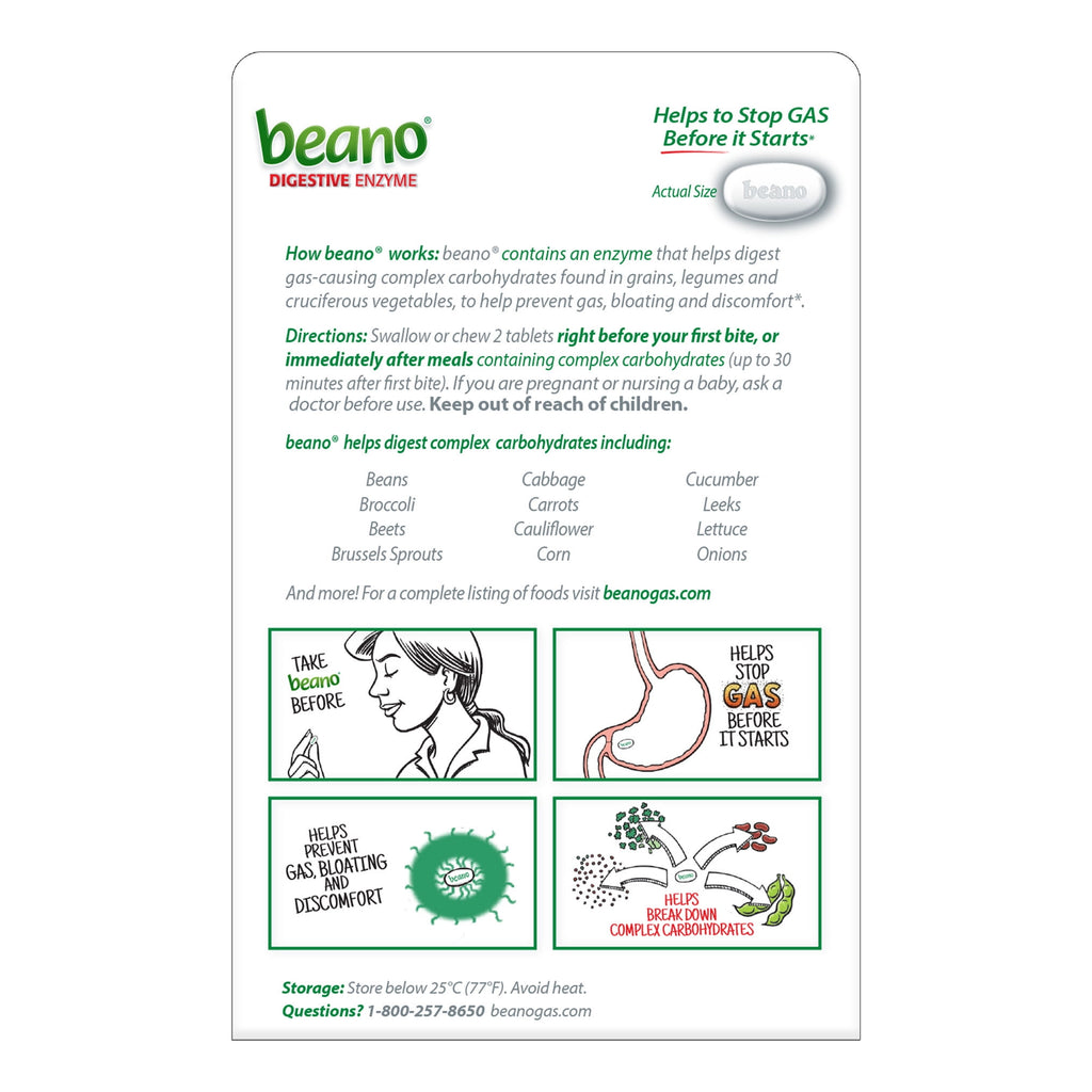 Beano Digestive Enzyme, Gas Prevention & Digestive Enzyme Supplement, 30 Count