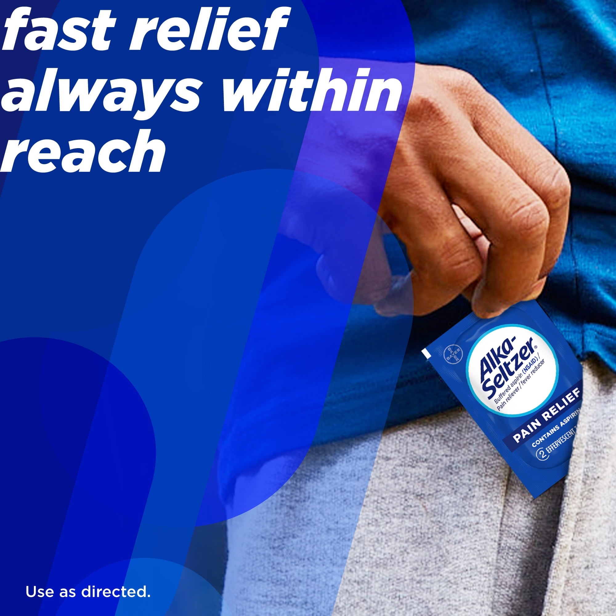 Alka-Seltzer Pain Relief, Aspirin Effervescent Tablets for Fast Pain Relief, Package May Vary 24 Ct