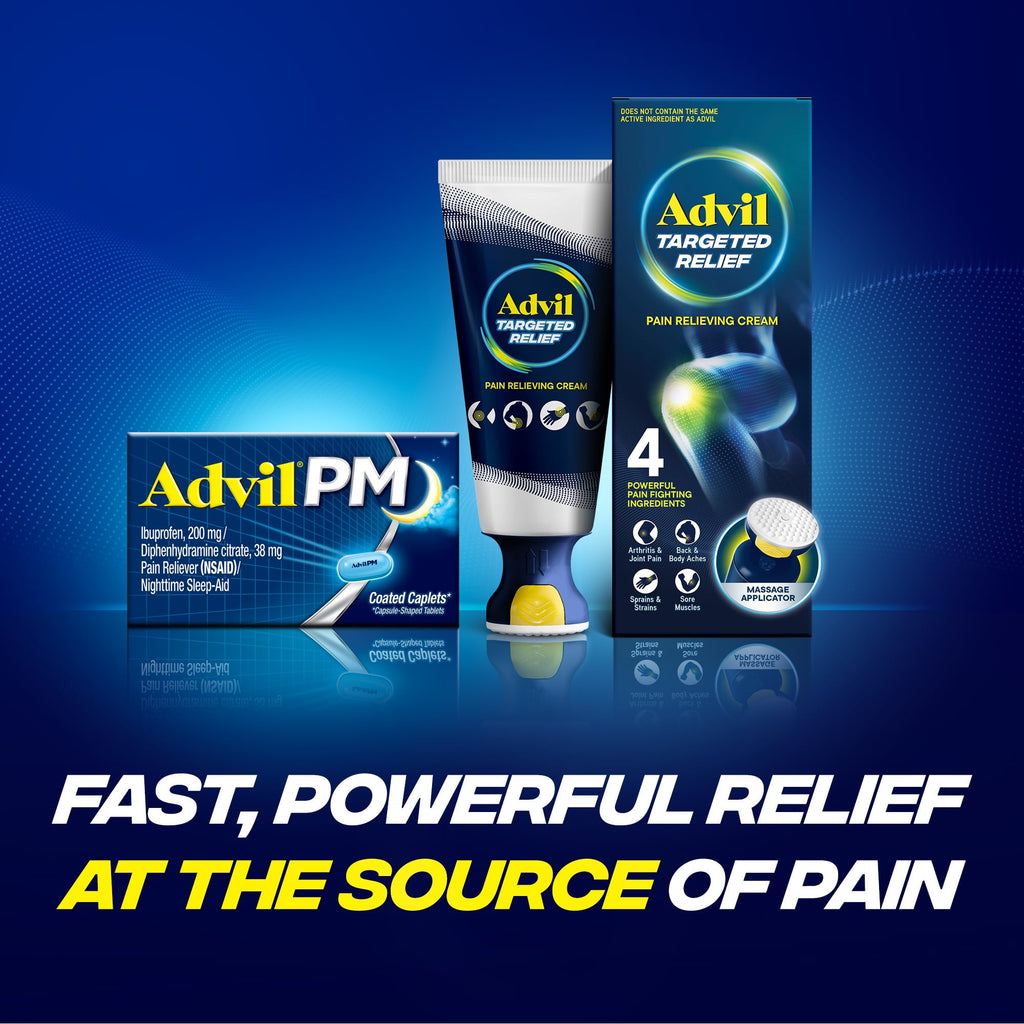 Advil PM Sleep Aid Pain Relievers, Ibuprofen, Diphenhydramine, Coated Caplet, 80 Count