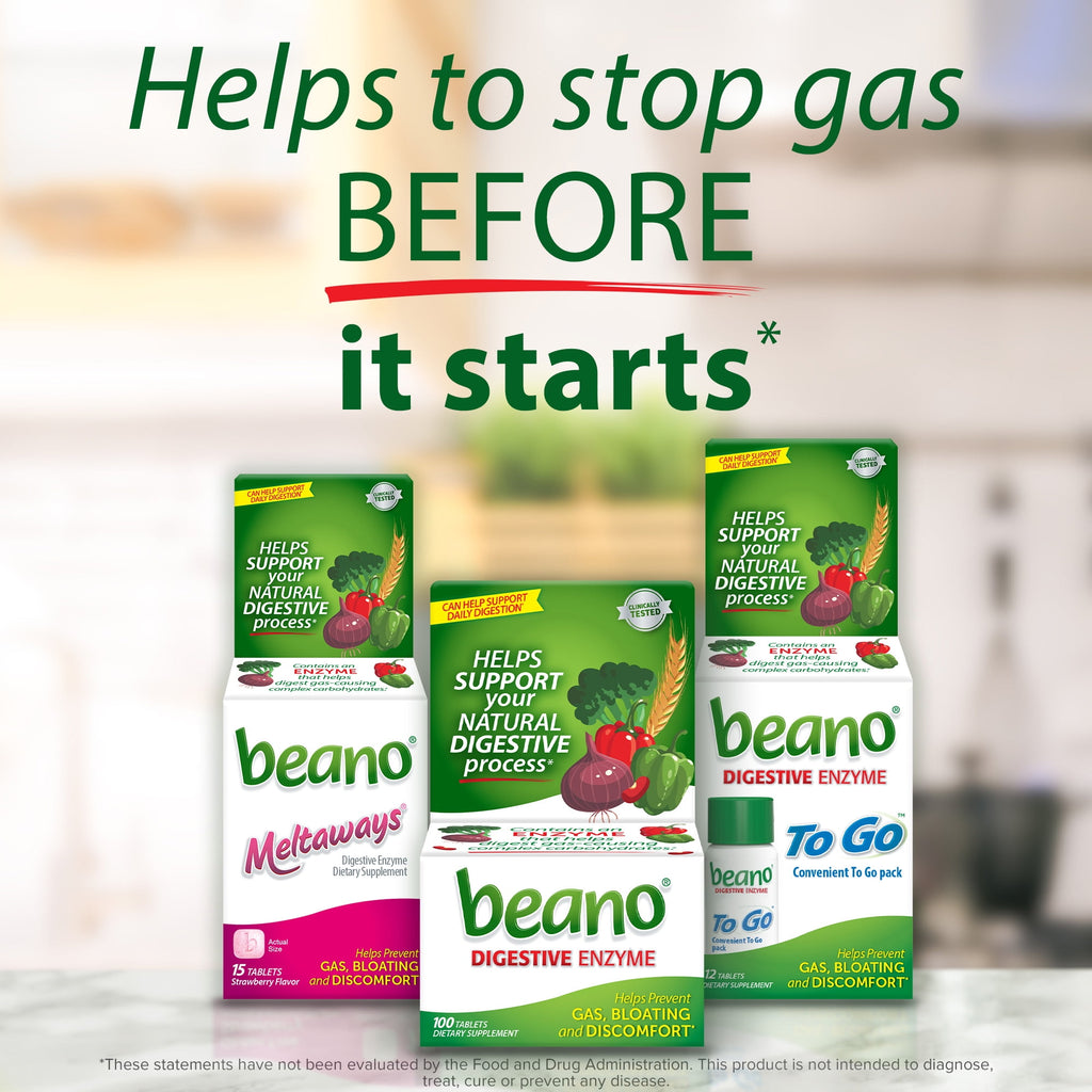 Beano Digestive Enzyme, Gas Prevention & Digestive Enzyme Supplement, 100 Count