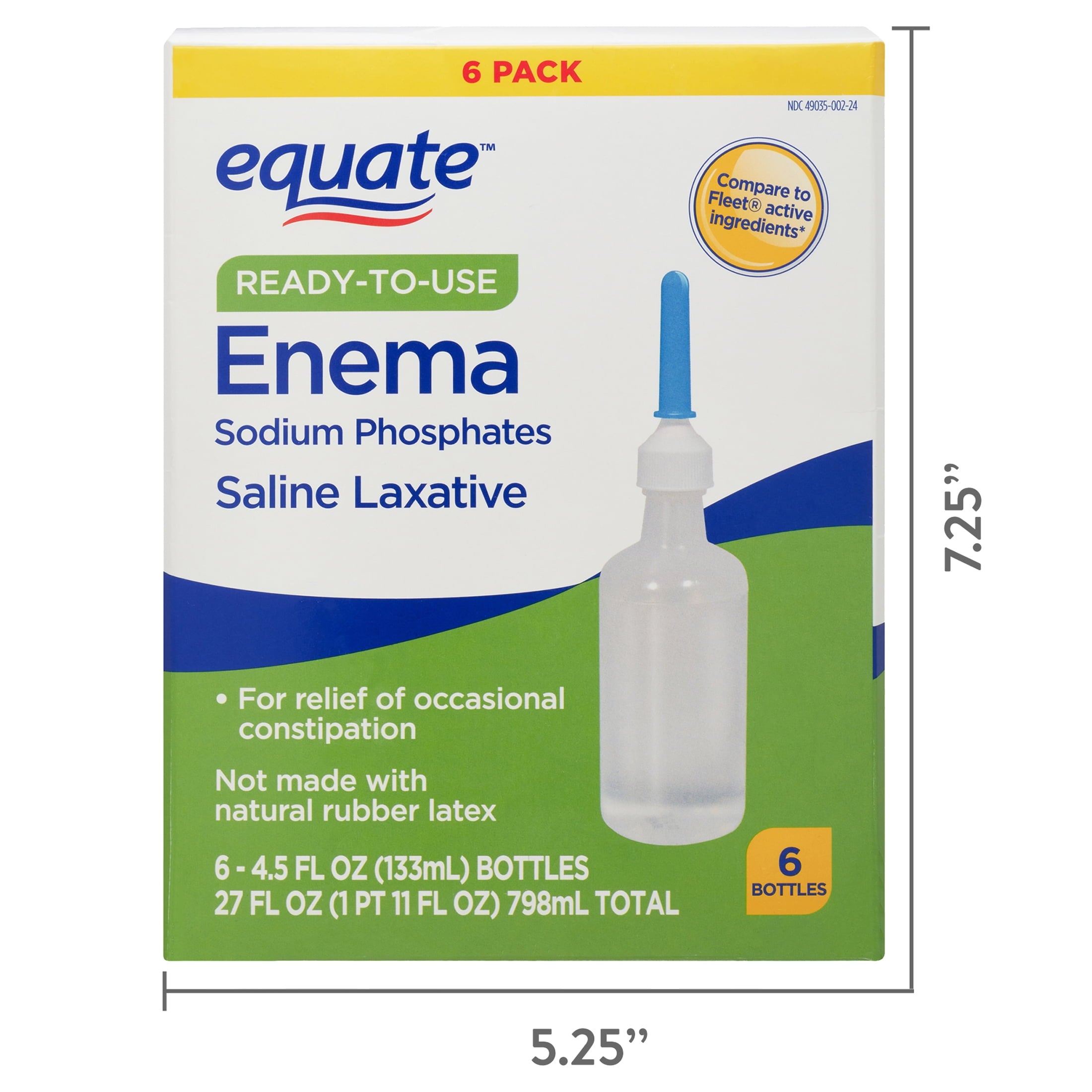 Equate Enema Sodium Phosphates Saline Laxative, 4.5 fl. oz., 6 Count