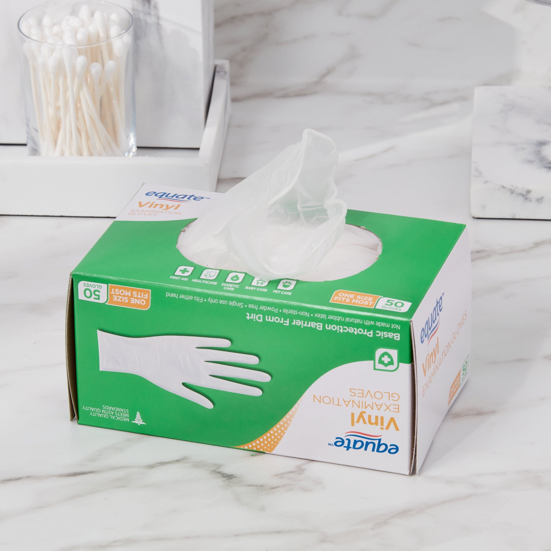 Equate Vinyl Examination Gloves, 50 Count