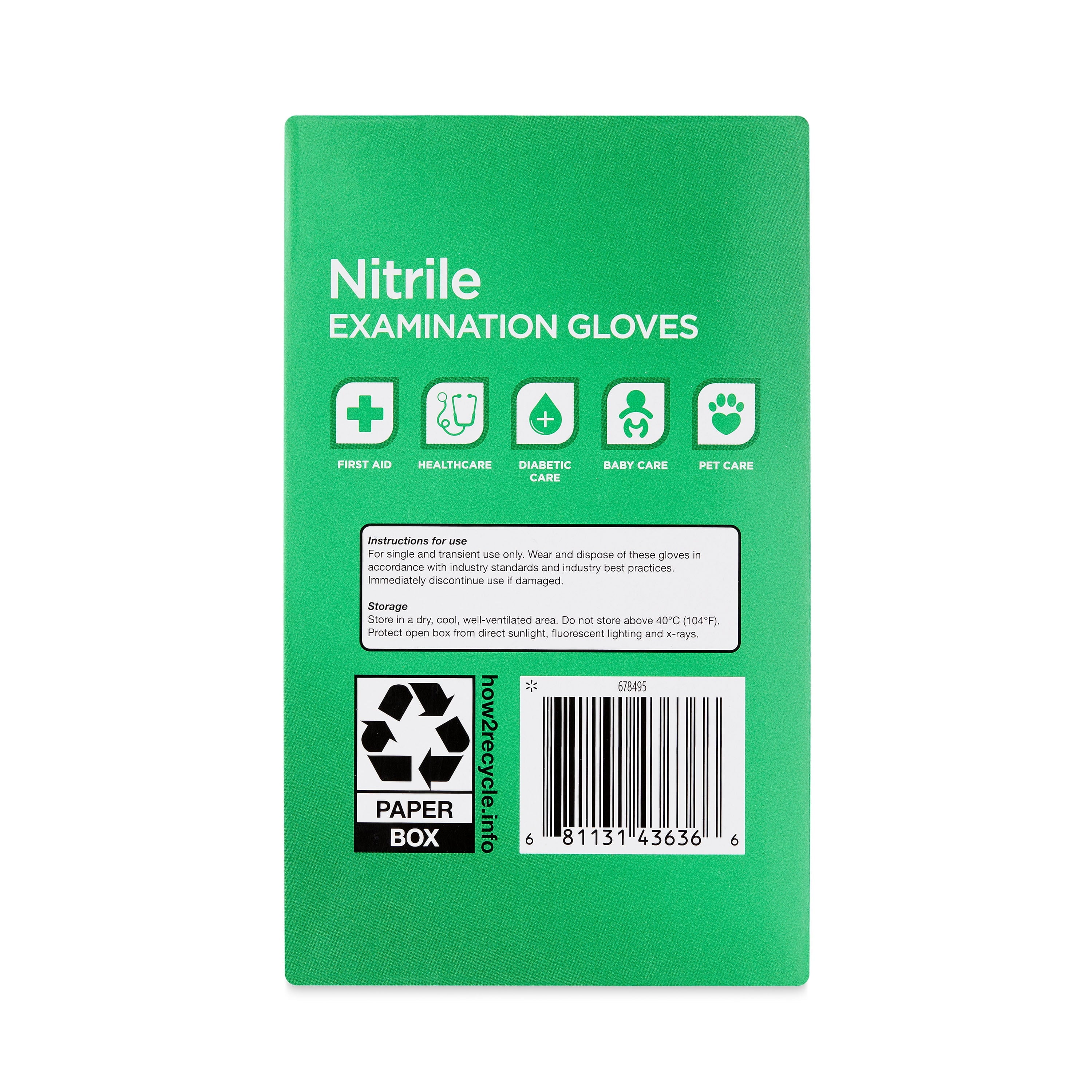 Equate Nitrile Exam Gloves, One Size Fits Most, 50 Count