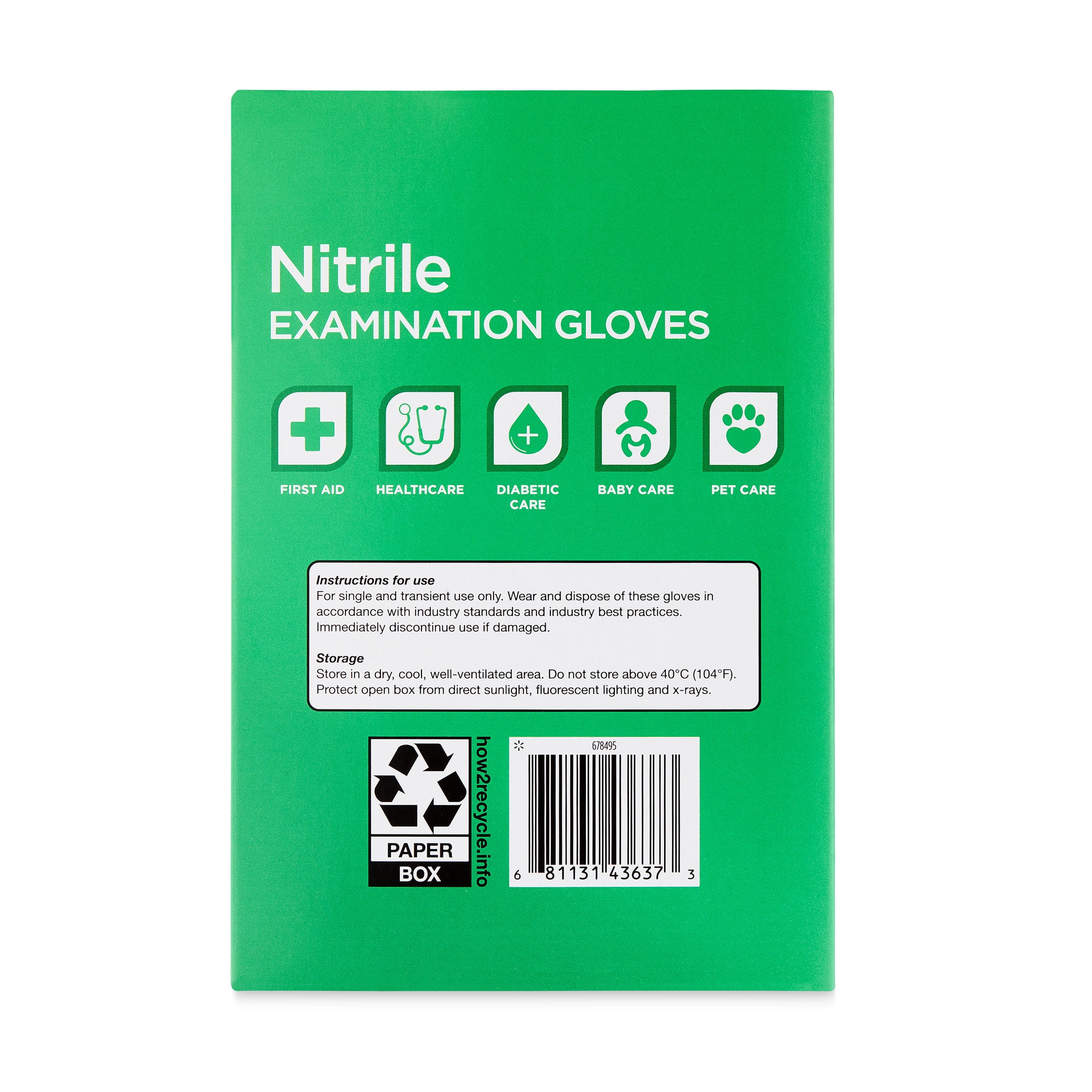 Equate Nitrile Exam Gloves, One Size Fits Most, 100 Count
