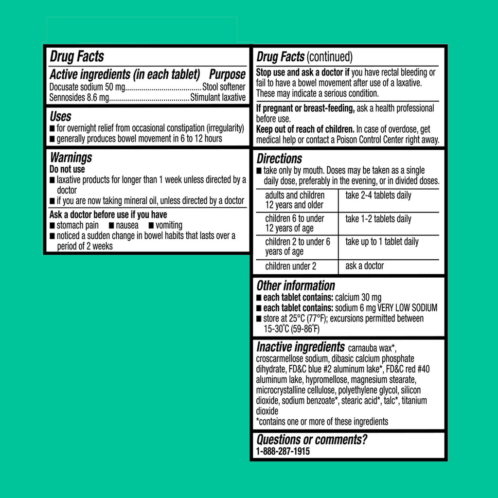 Equate Stool Softener Plus Stimulant Laxative Tablets for Constipation, 120 Count, Compare to Colace® 2-IN-1 Active Ingredient