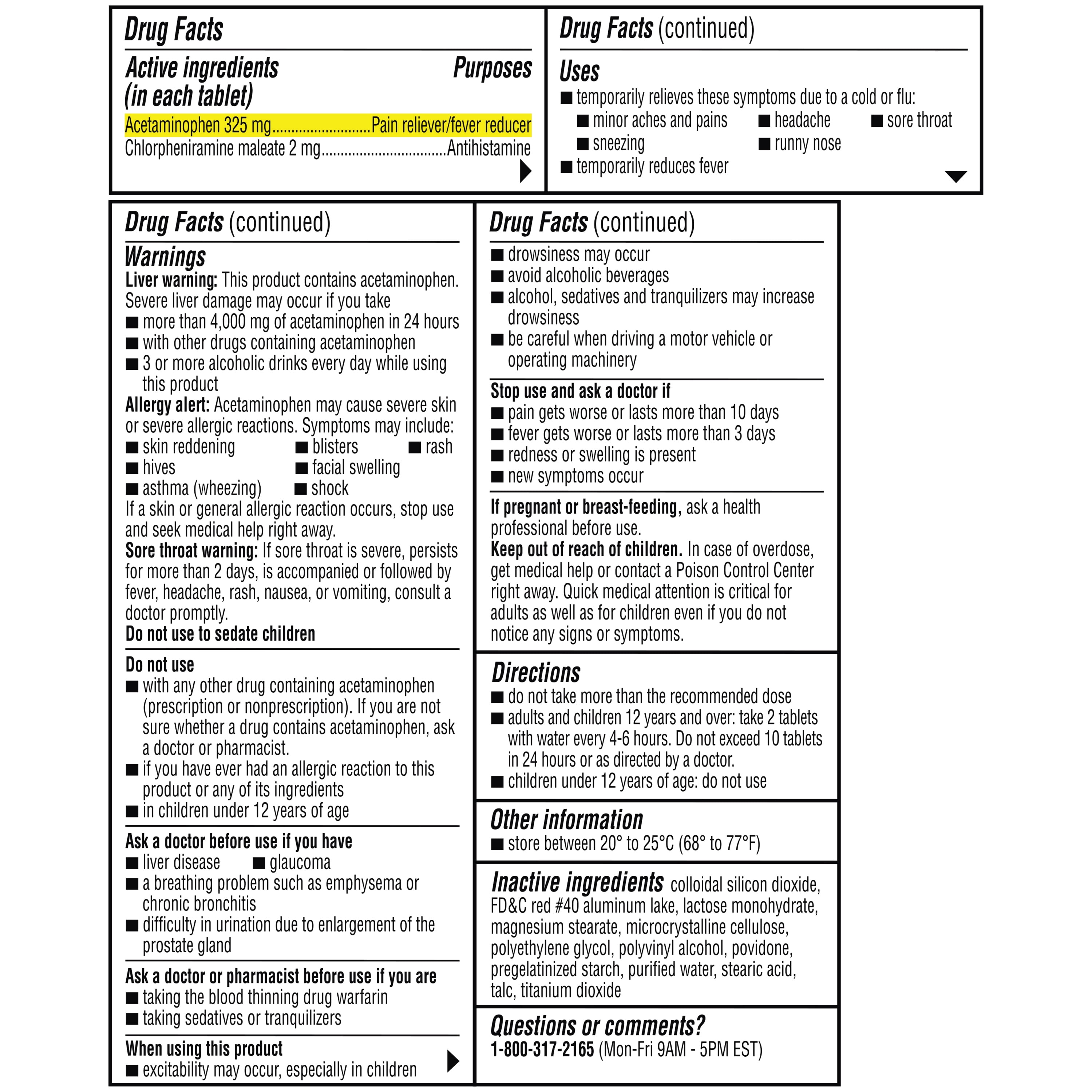 Coricidin HBP Multi-Symptom Cold & Flu Relief Tablets, for High Blood Pressure, 20 Count
