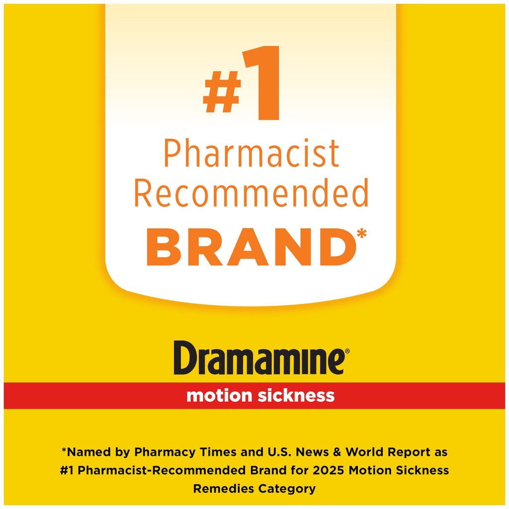 Dramamine All Day Less Drowsy, Motion Sickness Relief, Sensitive Stomach, 8 Count