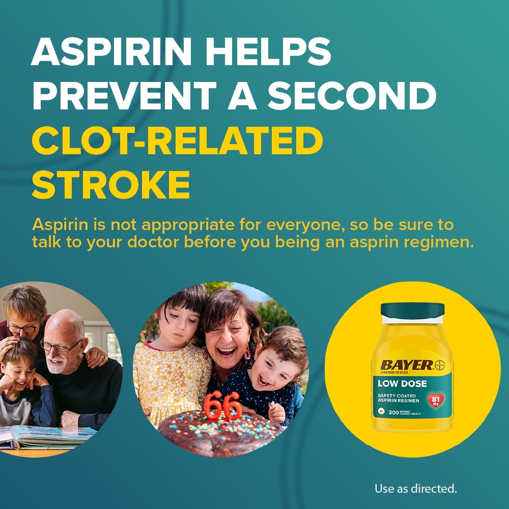 Aspirin Regimen Bayer Low Dose Pain Reliever Enteric Coated Tablets, 81mg, 32 Count